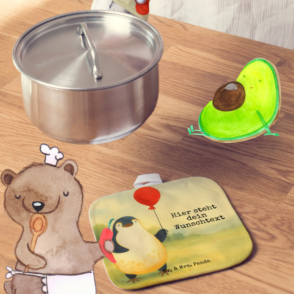 Personalisierte Topflappen Pinguin Luftballon Design Personalisierter Ofenhandschuh, Topflappen personalisiert, Personalisierte Topfuntersetzer, Topflappen Set personalisiert, Topflappen mit Namen, Namensaufdruck, Pinguin, neues Leben, Glück, beste Freundin, Geschenk Freundin, Motivation, Pinguine, Tagträume, Luftballon, Lebenslust, Geschenkidee, Neustart, Liebe