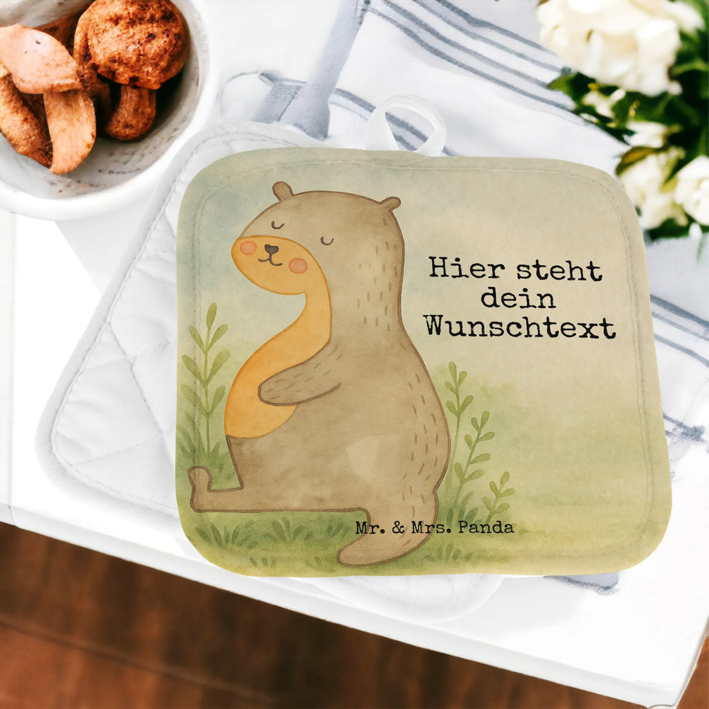 Personalisierte Topflappen Otter Bauch Design Topflappen Set personalisiert, Namensaufdruck, Personalisierter Ofenhandschuh, Topflappen mit Namen, Personalisierte Topfuntersetzer, Topflappen personalisiert, Otter, Fischotter, Seeotter, Otter Seeotter See Otter