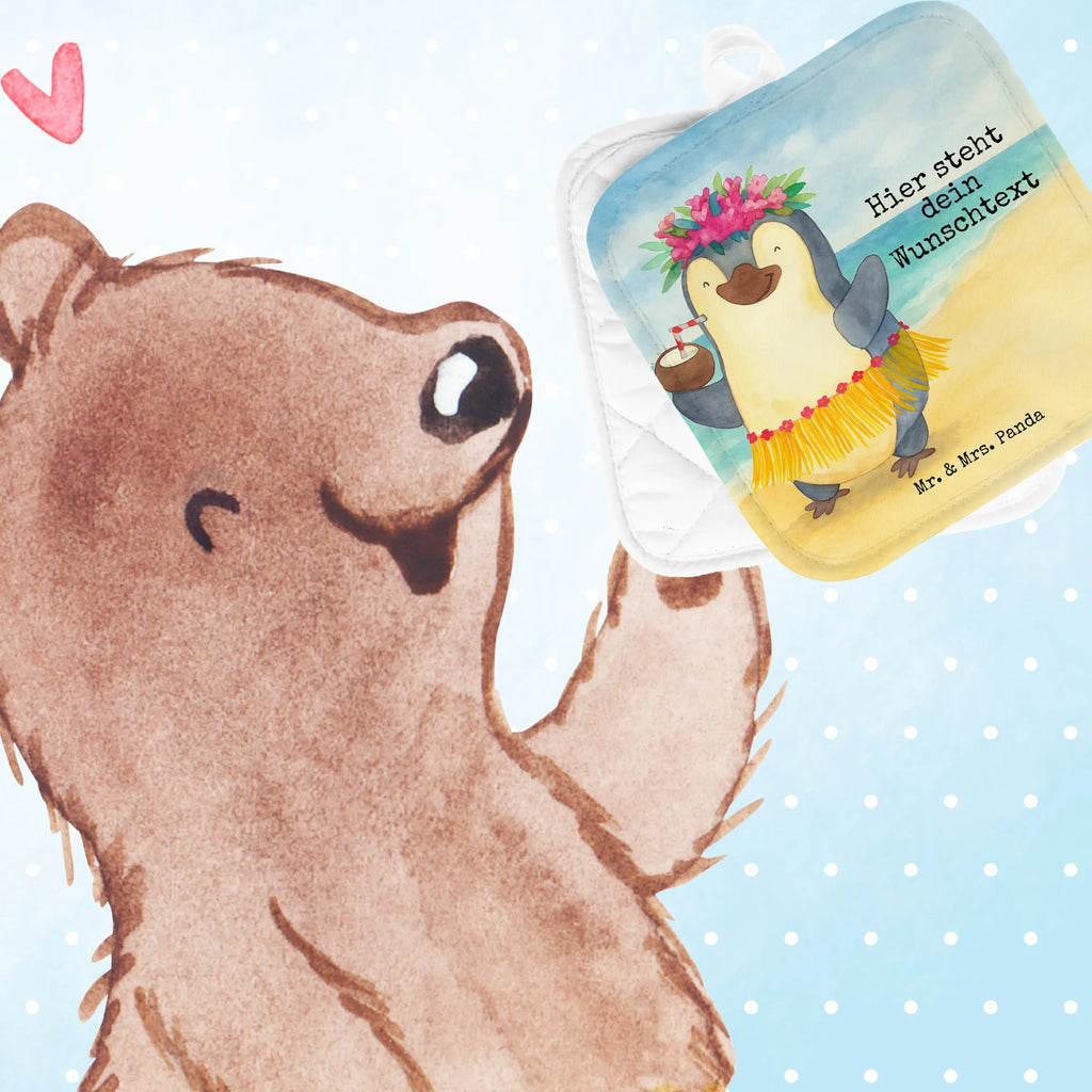 Personalisierte Topflappen Pinguin Kokosnuss Design Personalisierter Ofenhandschuh, Topflappen personalisiert, Topflappen Set personalisiert, Topflappen mit Namen, Namensaufdruck, Personalisierte Topfuntersetzer, Pinguin, Hawaii, Urlaub, Kokosnuss, Pinguine, Aloha