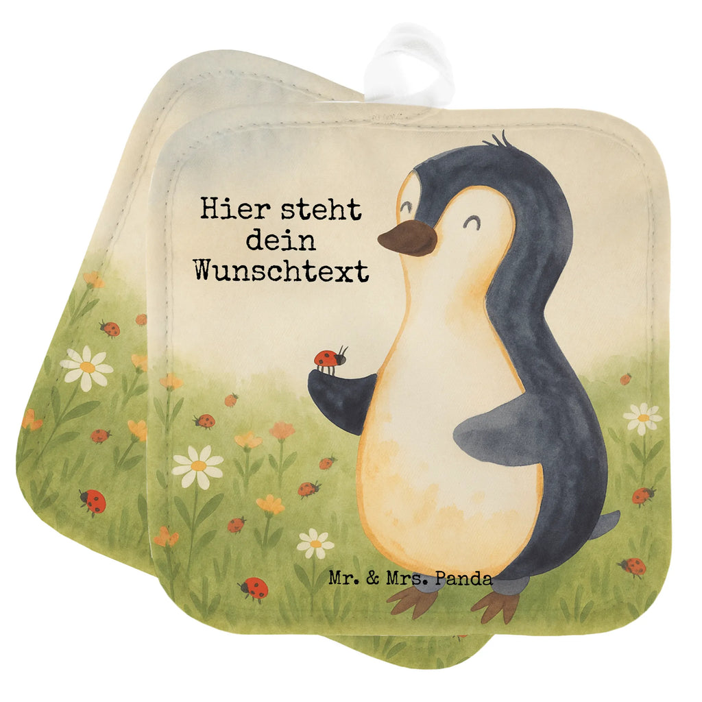 Personalisierte Topflappen Pinguin Marienkäfer Design Topflappen Set personalisiert, Namensaufdruck, Personalisierte Topfuntersetzer, Topflappen personalisiert, Personalisierter Ofenhandschuh, Topflappen mit Namen, Pinguin, Glück, Liebe, Freude, Pinguine, Marienkäfer, Wunder, Lebensfreude