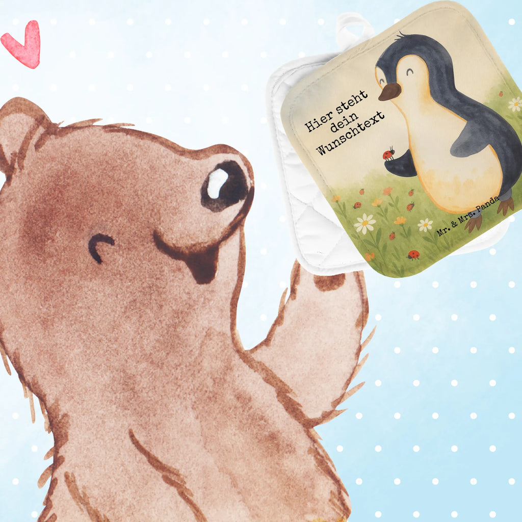 Personalisierte Topflappen Pinguin Marienkäfer Design Topflappen Set personalisiert, Namensaufdruck, Personalisierte Topfuntersetzer, Topflappen personalisiert, Personalisierter Ofenhandschuh, Topflappen mit Namen, Pinguin, Glück, Liebe, Freude, Pinguine, Marienkäfer, Wunder, Lebensfreude