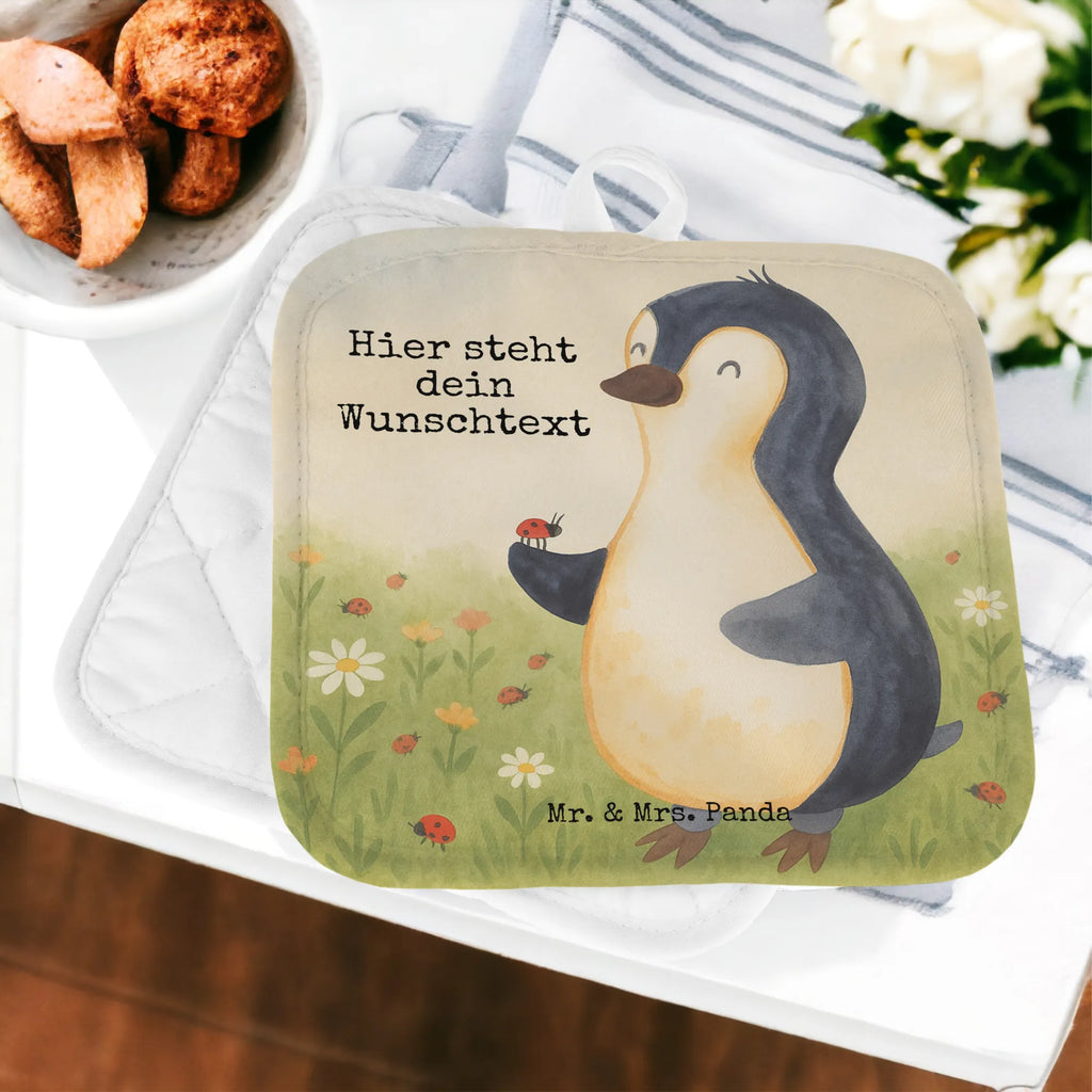 Personalisierte Topflappen Pinguin Marienkäfer Design Topflappen Set personalisiert, Namensaufdruck, Personalisierte Topfuntersetzer, Topflappen personalisiert, Personalisierter Ofenhandschuh, Topflappen mit Namen, Pinguin, Glück, Liebe, Freude, Pinguine, Marienkäfer, Wunder, Lebensfreude