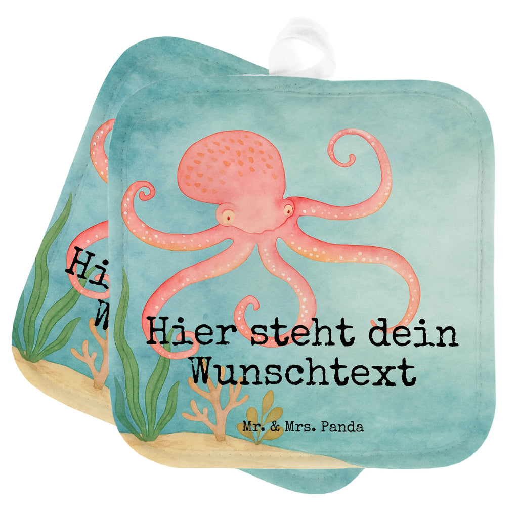 Personalisierte Topflappen Tintenfisch Design Personalisierte Topfuntersetzer, Topflappen personalisiert, Topflappen mit Namen, Namensaufdruck, Personalisierter Ofenhandschuh, Topflappen Set personalisiert, Tiermotive, Gute Laune, lustige Sprüche, Tiere, Meerestier, Meer, Arme, Wasser, Krake, Ozean, Tintenfisch