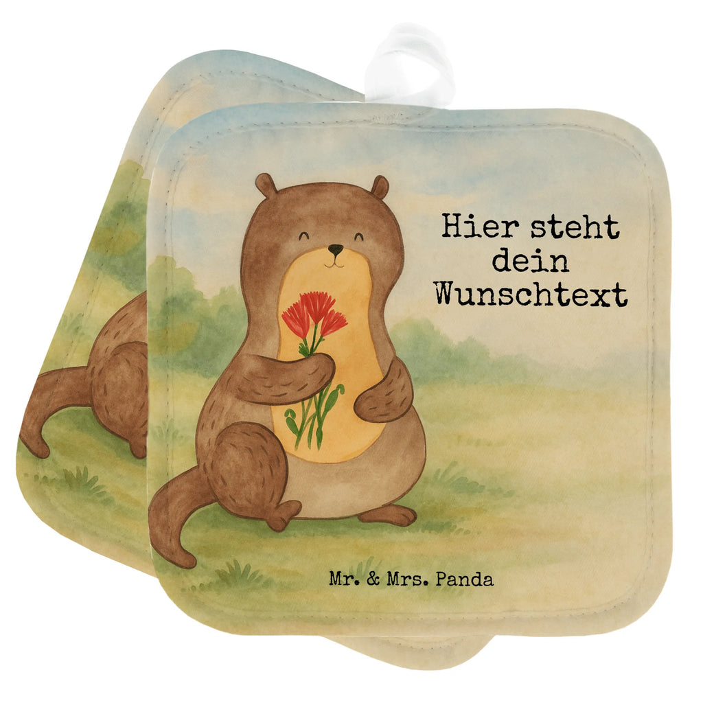 Personalisierte Topflappen Otter Blumenstrauß Design Topflappen Set personalisiert, Personalisierte Topfuntersetzer, Personalisierter Ofenhandschuh, Topflappen personalisiert, Namensaufdruck, Topflappen mit Namen, Otter, Fischotter, Seeotter, Otter Seeotter See Otter