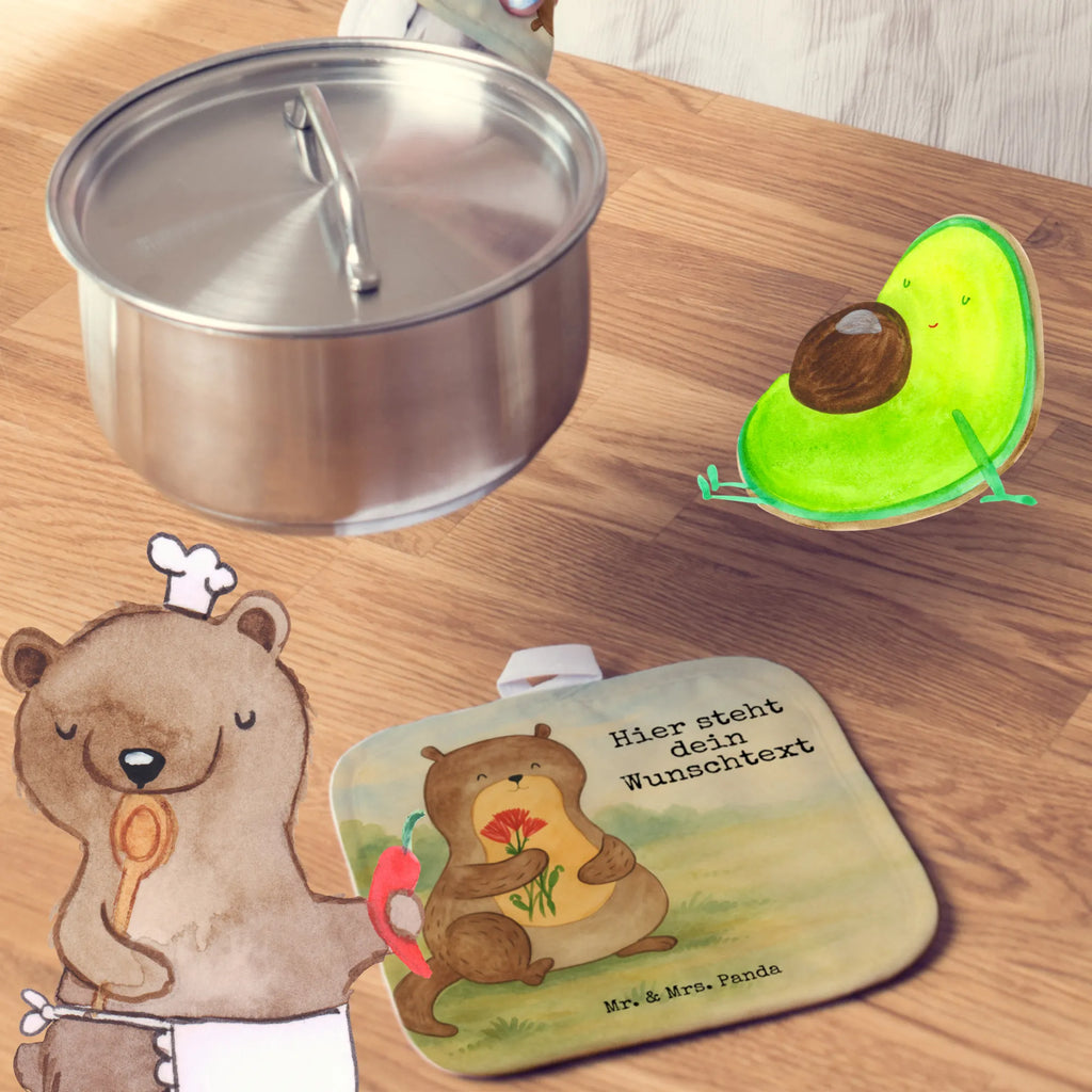 Personalisierte Topflappen Otter Blumenstrauß Design Topflappen Set personalisiert, Personalisierte Topfuntersetzer, Personalisierter Ofenhandschuh, Topflappen personalisiert, Namensaufdruck, Topflappen mit Namen, Otter, Fischotter, Seeotter, Otter Seeotter See Otter