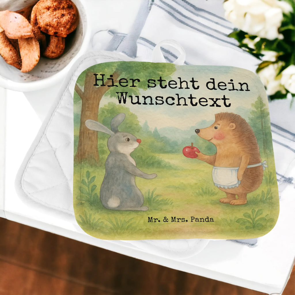 Personalisierte Topflappen Hase Igel Design Topflappen mit Namen, Personalisierter Ofenhandschuh, Topflappen personalisiert, Personalisierte Topfuntersetzer, Topflappen Set personalisiert, Namensaufdruck, Tiermotive, Gute Laune, lustige Sprüche, Tiere, Liebe Spruch, Trösten, Spruch romantisch, Igel, Igel und Hase, Liebeskummer Geschenk, Hase, Herzschmerz, Trennungsschmerz