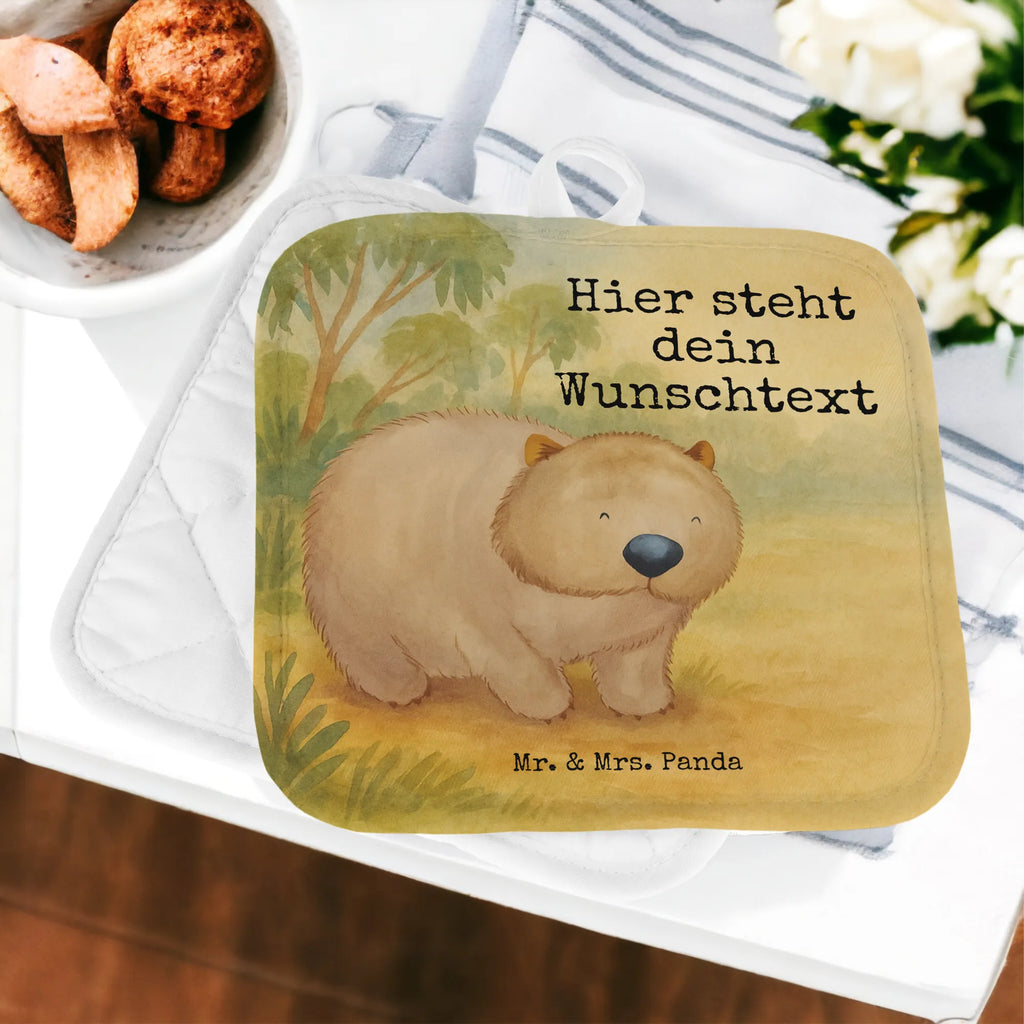 Personalisierte Topflappen Wombat Design Topflappen personalisiert, Personalisierter Ofenhandschuh, Topflappen mit Namen, Personalisierte Topfuntersetzer, Topflappen Set personalisiert, Namensaufdruck, Tiermotive, Gute Laune, lustige Sprüche, Tiere, Motivation, Das Leben ist schön, Wombat, Spruch, Australien