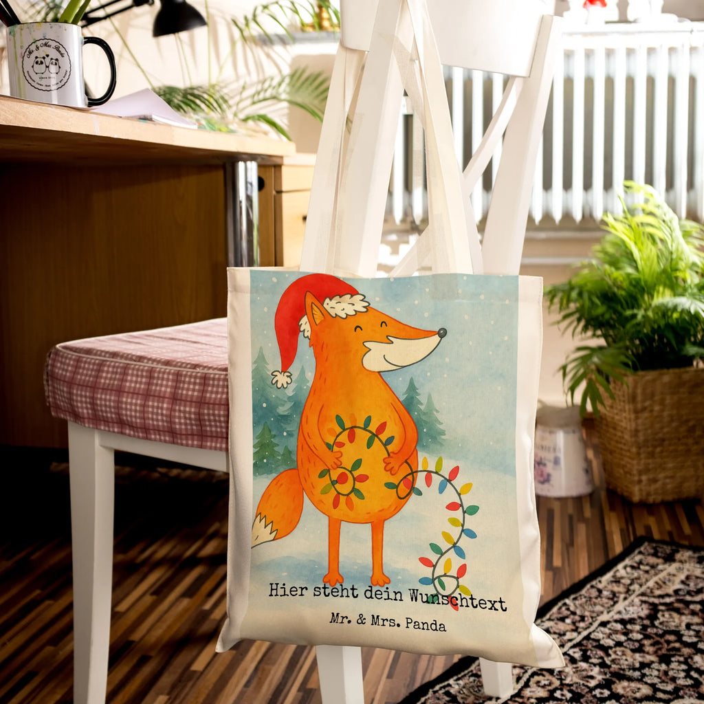 Personalisierte Tragetasche Fuchs Weihnachten Design Einkaufstasche mit Namen, Tragetasche mit Namen, Personalisierte Jutetasche, Personalisierte Beuteltasche, Personalisierte Tasche, Personalisierte Kindergartentasche, Personalisierter Jutebeutel, Stoffbeutel mit Namen, Personalisierter Stoffbeutel, Personalisierte Einkaufstasche, Personalisierter Beutel, Winter, Weihnachten, Weihnachtsdeko, Nikolaus, Advent, Heiligabend, Wintermotiv, Weihnachtsmann, Fuchs, Weihnachtszeit, Geschenk Weihnachten, Spruch schön, Füchse