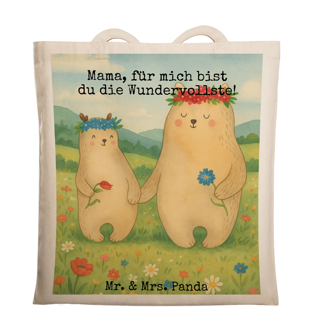 Tragetasche Bären mit Blumenkranz Design Tragetasche, Beutel, Einkaufstasche, Shopper, Einkaufstüte, Schultertasche, Stofftasche, Strandtasche, Laptoptasche, Beuteltasche, Jutebeutel, Umhängetasche, Jutetasche, Tasche, Stoffbeutel, Badetasche, Familie, Vatertag, Muttertag, Bruder, Schwester, Mama, Papa, Oma, Opa, Bären, Lieblingsmama, Mutti, Kinder, weltbeste Mama, Vorbild, Tochter, Kind, Geschenk Mama. Muttertag, Bär, Mutter, beste Mutter, Family, Lieblingsmensch, Mami, Töchter