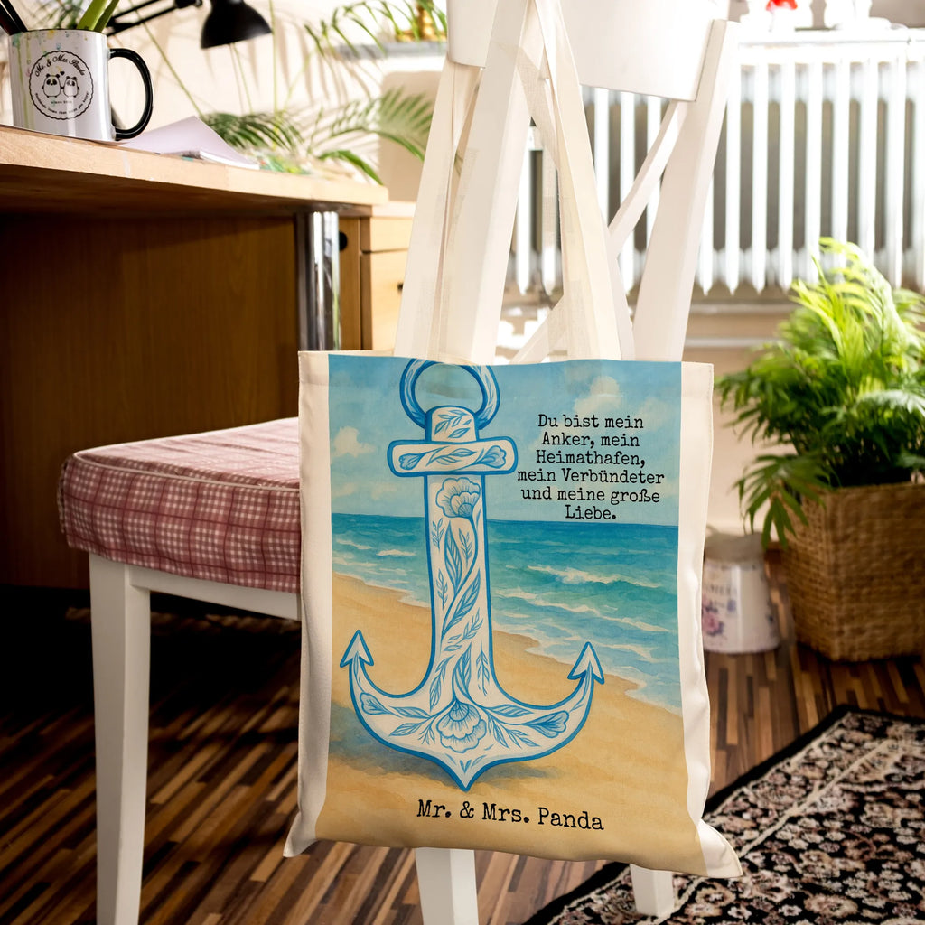 Tragetasche Anker Blau Design Einkaufstüte, Jutebeutel, Tragetasche, Badetasche, Einkaufstasche, Schultertasche, Tasche, Shopper, Stofftasche, Laptoptasche, Jutetasche, Beuteltasche, Umhängetasche, Beutel, Strandtasche, Stoffbeutel, Tiermotive, Gute Laune, lustige Sprüche, Tiere