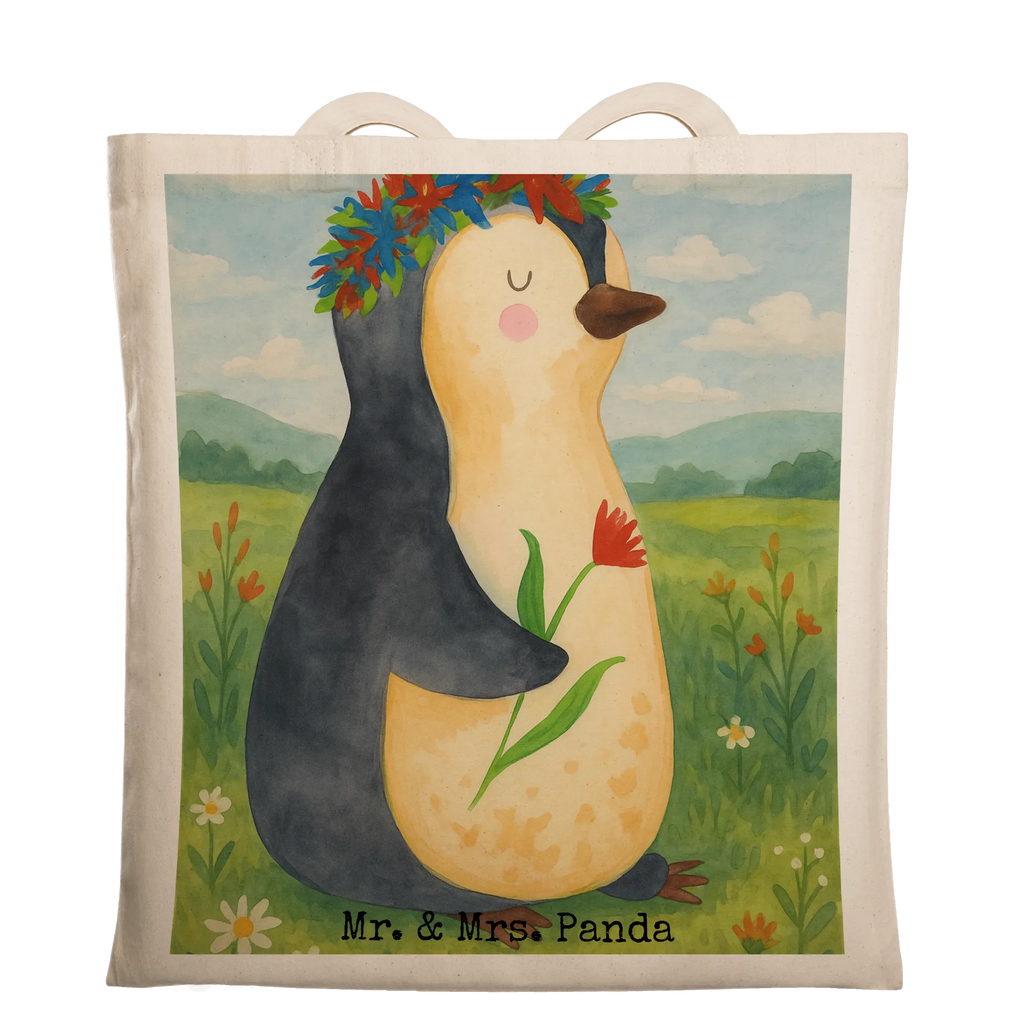 Tragetasche Pinguin Blumen Design Tasche, Badetasche, Strandtasche, Stoffbeutel, Shopper, Jutetasche, Laptoptasche, Beuteltasche, Tragetasche, Umhängetasche, Stofftasche, Schultertasche, Einkaufstüte, Jutebeutel, Beutel, Einkaufstasche, Pinguin, Lebenslust, Liebeskummer, Universum, Motivation, Wünsche, Leben, Lebensziele, Ziele, Blumenkranz, Geschenkidee, Pinguine