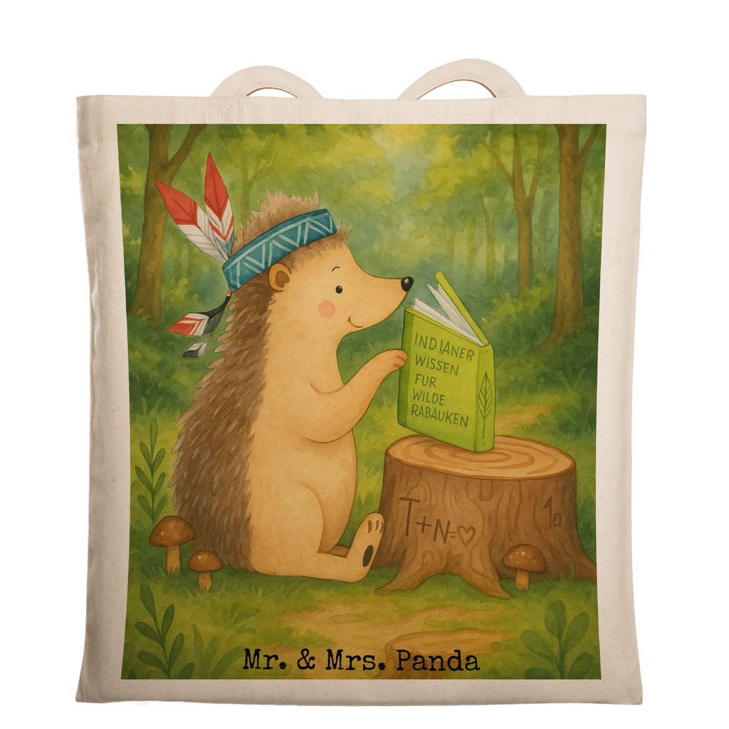 Tragetasche Igel Federschmuck Design Einkaufstüte, Stofftasche, Einkaufstasche, Stoffbeutel, Umhängetasche, Badetasche, Jutetasche, Strandtasche, Laptoptasche, Schultertasche, Tasche, Shopper, Tragetasche, Beutel, Jutebeutel, Beuteltasche, Waldtiere, Tiere, Abenteuer, Lagerfeuer, Camping, Indianer, Igel