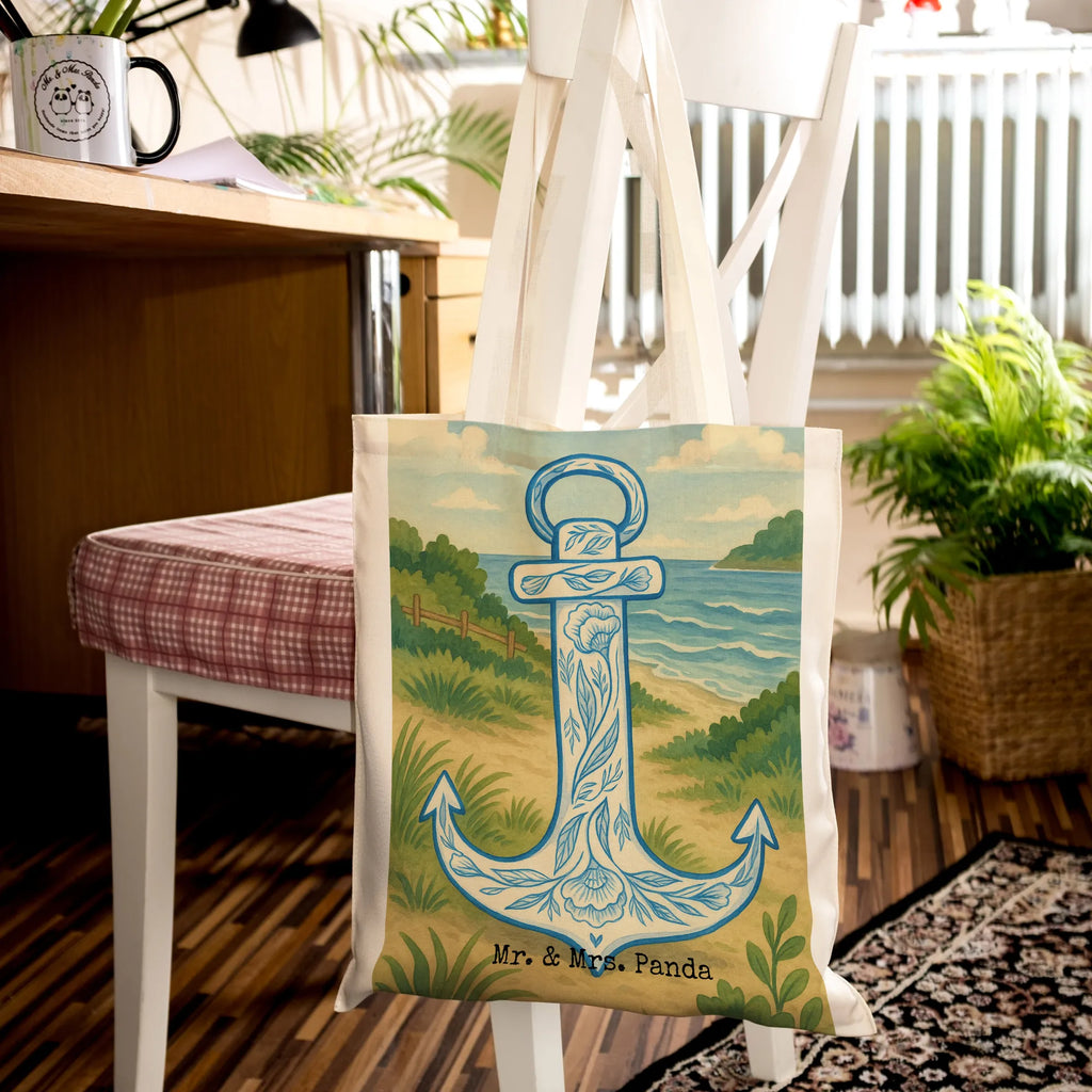 Tragetasche Anker Blau Design Einkaufstüte, Jutebeutel, Tragetasche, Badetasche, Einkaufstasche, Schultertasche, Tasche, Shopper, Stofftasche, Laptoptasche, Jutetasche, Beuteltasche, Umhängetasche, Beutel, Strandtasche, Stoffbeutel, Tiermotive, Gute Laune, lustige Sprüche, Tiere