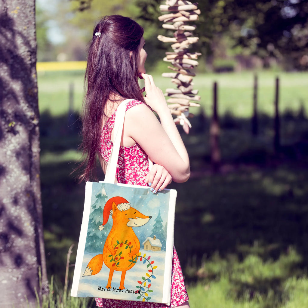 Tragetasche Fuchs Weihnachten Design Stofftasche, Strandtasche, Laptoptasche, Tasche, Stoffbeutel, Shopper, Umhängetasche, Tragetasche, Einkaufstasche, Badetasche, Schultertasche, Beutel, Jutebeutel, Beuteltasche, Einkaufstüte, Jutetasche, Winter, Weihnachten, Weihnachtsdeko, Nikolaus, Advent, Heiligabend, Wintermotiv, Spruch schön, Weihnachtsmann, Geschenk Weihnachten, Füchse, Fuchs, Weihnachtszeit