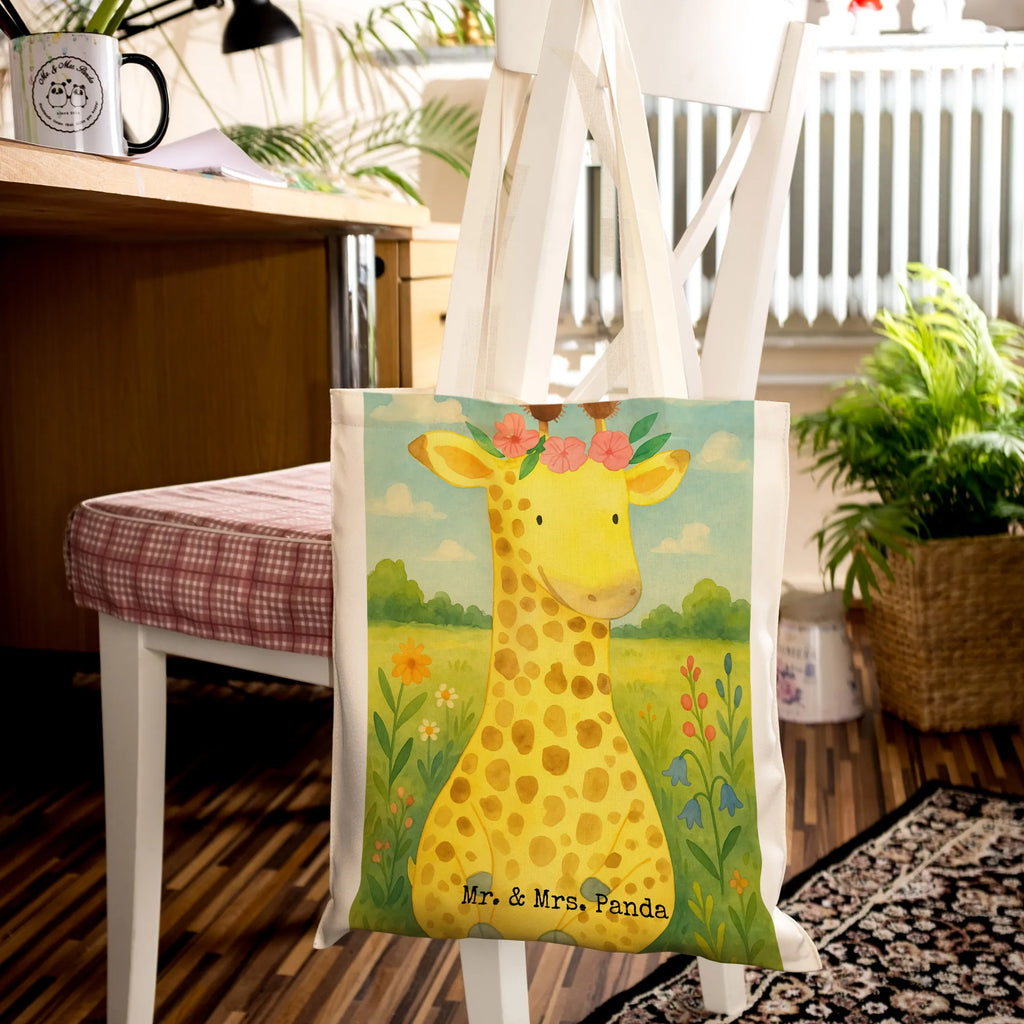 Tragetasche Giraffe Blumenkranz Design Einkaufstüte, Beuteltasche, Laptoptasche, Tasche, Stofftasche, Beutel, Stoffbeutel, Jutetasche, Umhängetasche, Shopper, Einkaufstasche, Strandtasche, Jutebeutel, Schultertasche, Badetasche, Tragetasche, Afrika, Wildtiere, Abenteurer, Giraffe, Blumenkranz, Freundin, Selbstliebe