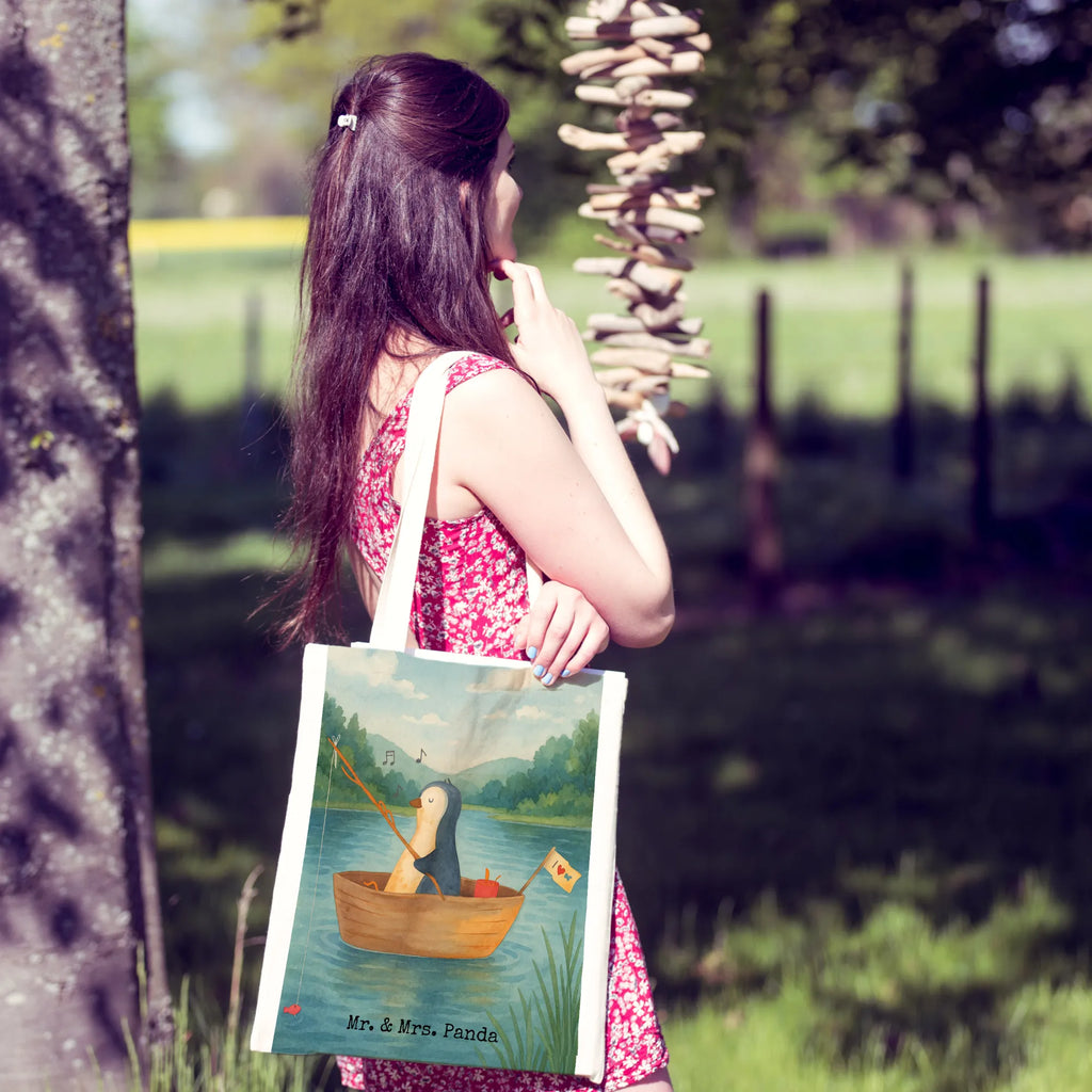 Tragetasche Pinguin Angelboot Design Shopper, Beutel, Schultertasche, Jutetasche, Jutebeutel, Tragetasche, Strandtasche, Badetasche, Stofftasche, Einkaufstasche, Laptoptasche, Umhängetasche, Einkaufstüte, Stoffbeutel, Tasche, Beuteltasche, Pinguin, Trennung, Pinguine, Boot, Motivation, Leben, Neuanfang, Scheidung, Neustart, Angeln, genießen, Lebenslust, Geschenkidee Liebeskummer, Angelboot