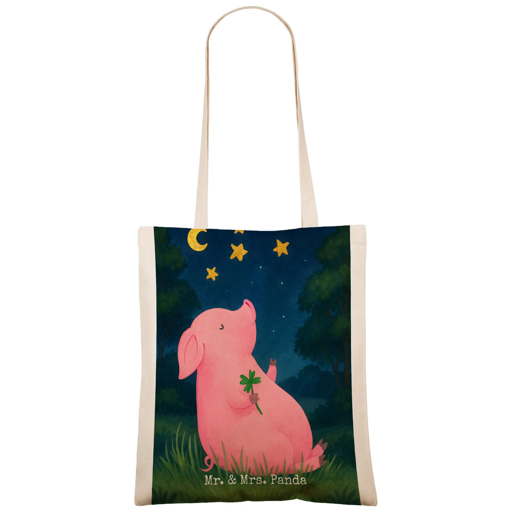 Tote bag Pig Luck Design Carrier bag, shopper, cloth bag, jute bag, shoulder bag, cotton bag, bag, pouch, shopping bag, small animals, cute, funny, cute animal motives, hand drawn, small world, funny sayings, good mood, happy, gifts, gift ideas, special gifts, animal lover, card, Lucky bastard. Luck, lucky charm, dreams, stars, motivation, piglet, asterisks, pig, goals