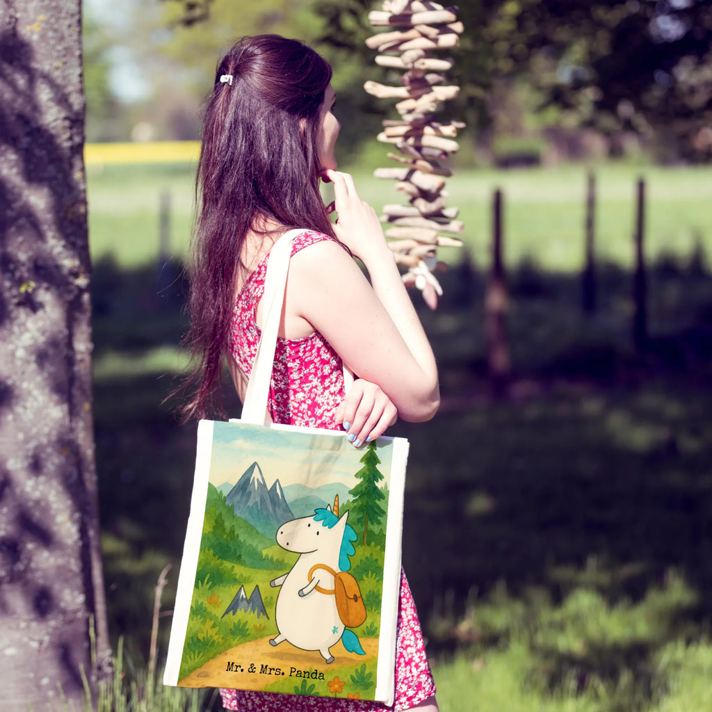 Tragetasche Einhorn Bergsteiger Design Stoffbeutel, Beutel, Jutetasche, Tragetasche, Jutebeutel, Tasche, Laptoptasche, Umhängetasche, Einkaufstüte, Shopper, Schultertasche, Stofftasche, Strandtasche, Einkaufstasche, Badetasche, Beuteltasche, Einhorn, Einhörner, Einhorn Deko, Unicorn, Urlaub, Entdecker, Weltreise, Abenteuer, Bergsteiger, Weltenbummler, Abenteurer, Berge, Reisen