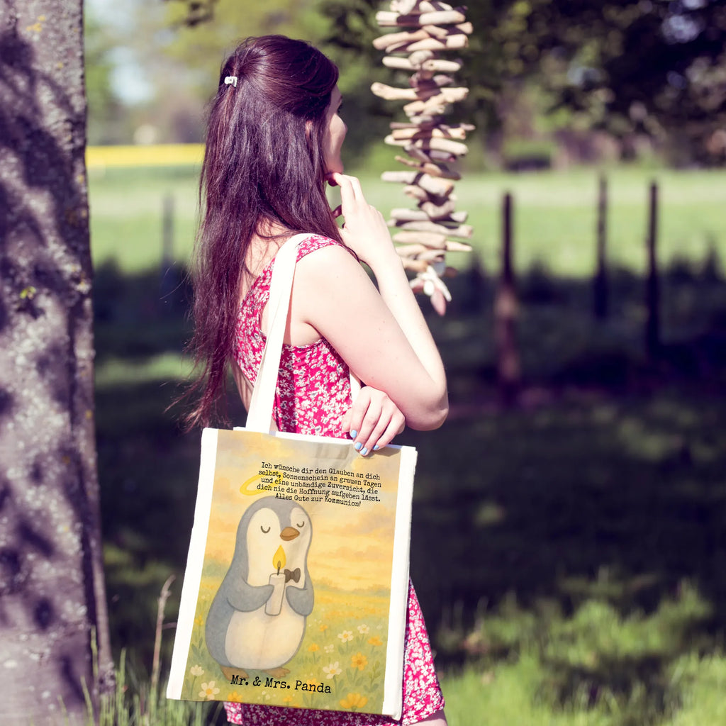 Tragetasche Pinguin Kommunion Design Badetasche, Einkaufstasche, Laptoptasche, Stoffbeutel, Stofftasche, Beutel, Strandtasche, Beuteltasche, Tragetasche, Umhängetasche, Shopper, Schultertasche, Jutetasche, Jutebeutel, Tasche, Einkaufstüte, Konfirmation, Kommunion, Jugendweihe, Konfirmation Geschenk, Glauben, Kommunion Dankeschön, Kommunion Geschenk, Sonnenschein