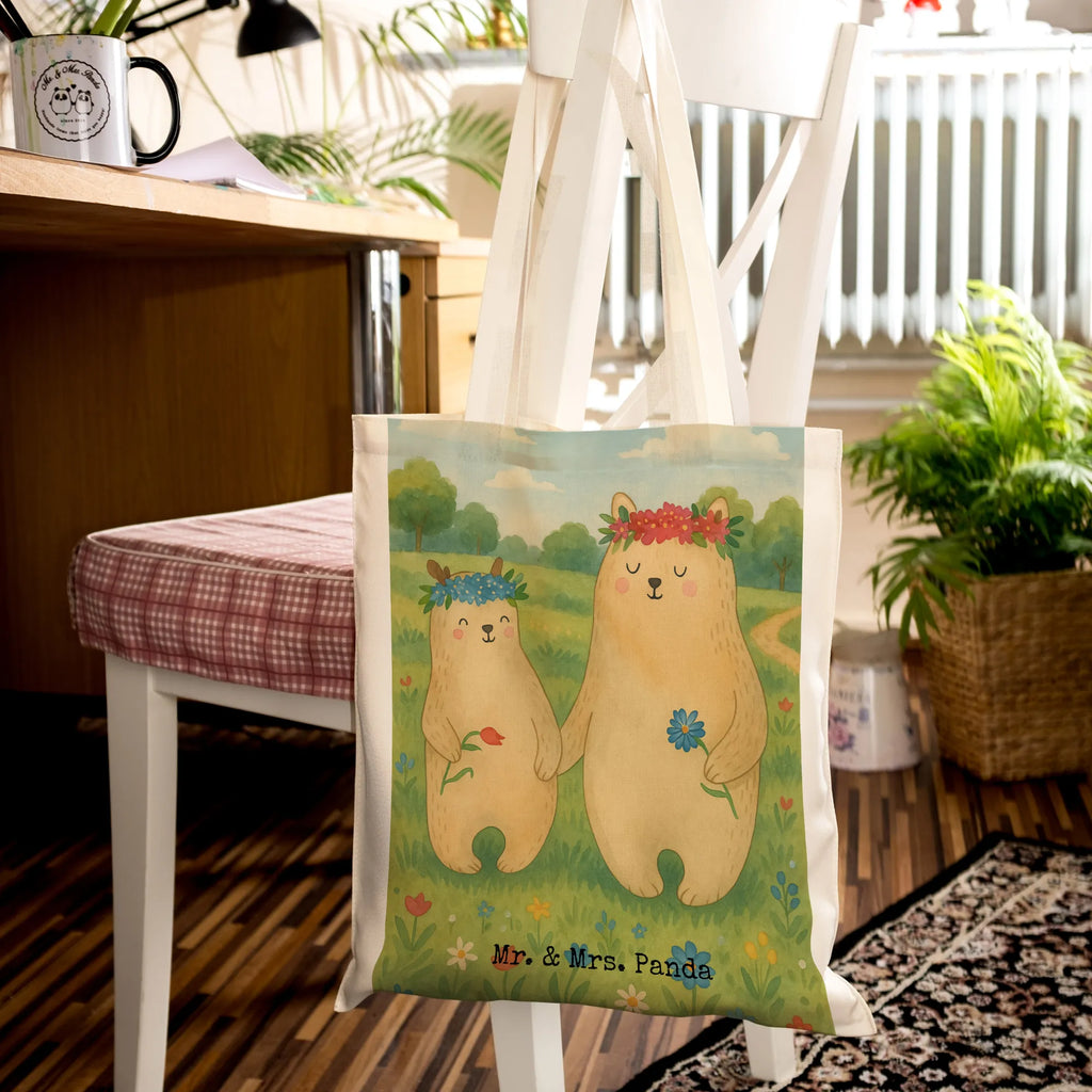 Tragetasche Bären mit Blumenkranz Design Tragetasche, Beutel, Einkaufstasche, Shopper, Einkaufstüte, Schultertasche, Stofftasche, Strandtasche, Laptoptasche, Beuteltasche, Jutebeutel, Umhängetasche, Jutetasche, Tasche, Stoffbeutel, Badetasche, Familie, Vatertag, Muttertag, Bruder, Schwester, Mama, Papa, Oma, Opa, Bären, Lieblingsmama, Mutti, Kinder, weltbeste Mama, Vorbild, Tochter, Kind, Geschenk Mama. Muttertag, Bär, Mutter, beste Mutter, Family, Lieblingsmensch, Mami, Töchter