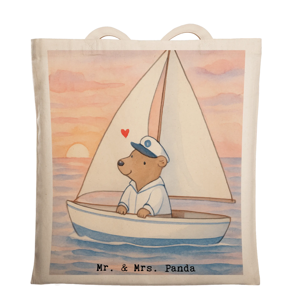 Tragetasche Bär Segeln Design Einkaufstüte, Beuteltasche, Shopper, Strandtasche, Umhängetasche, Schultertasche, Einkaufstasche, Stofftasche, Laptoptasche, Stoffbeutel, Beutel, Jutetasche, Jutebeutel, Tragetasche, Badetasche, Tasche, Geschenk, Sport, Sportart, Hobby, Schenken, Danke, Dankeschön, Auszeichnung, Gewinn, Sportler, Yachtclub, segeln, Segelboot, Segelschule, Segeltörn