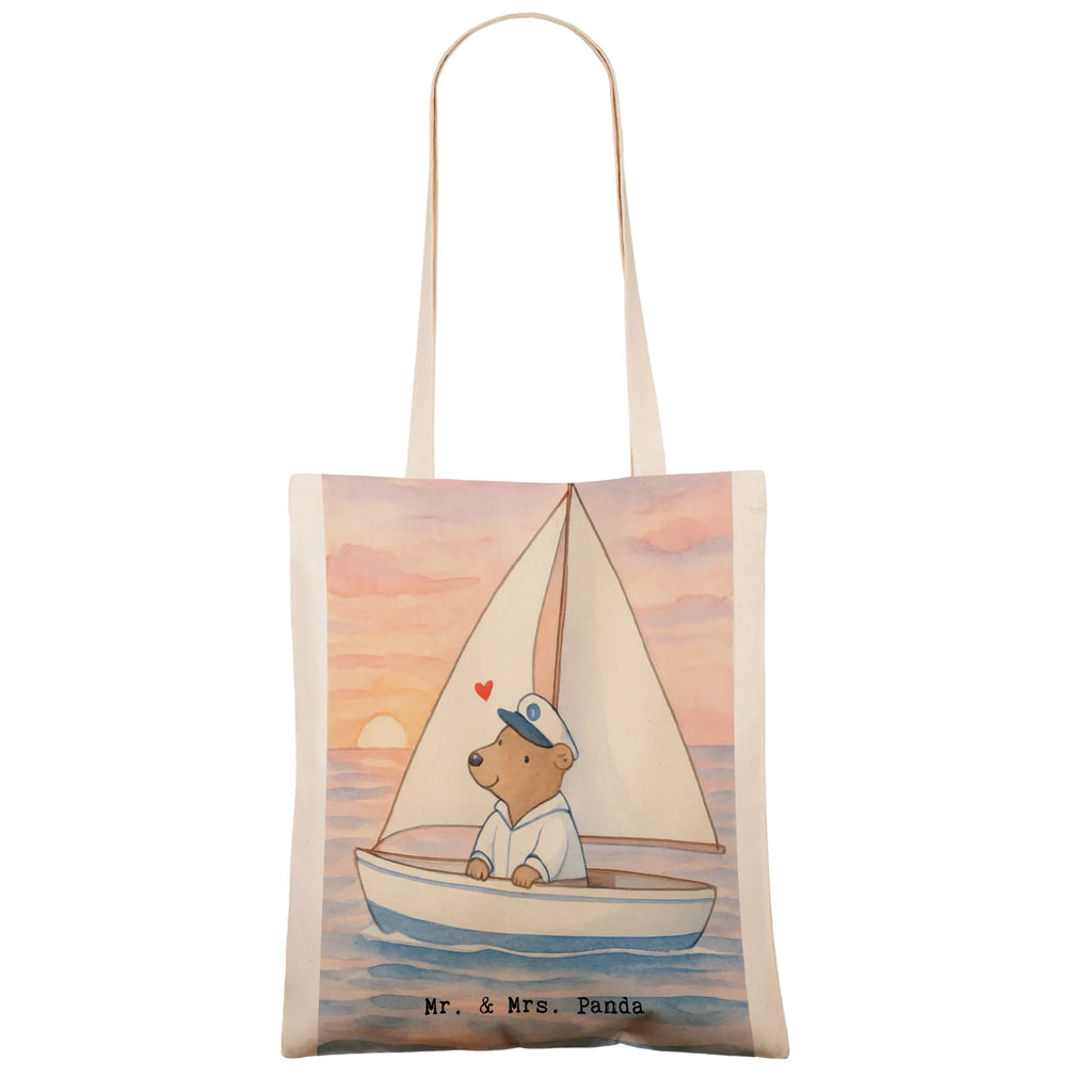 Tragetasche Bär Segeln Design Einkaufstüte, Beuteltasche, Shopper, Strandtasche, Umhängetasche, Schultertasche, Einkaufstasche, Stofftasche, Laptoptasche, Stoffbeutel, Beutel, Jutetasche, Jutebeutel, Tragetasche, Badetasche, Tasche, Geschenk, Sport, Sportart, Hobby, Schenken, Danke, Dankeschön, Auszeichnung, Gewinn, Sportler, Yachtclub, segeln, Segelboot, Segelschule, Segeltörn