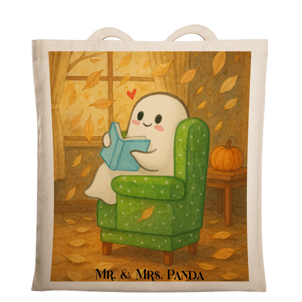 Tote bag Ghost Book Design Tragetasche, Stoffbeutel, Beutel, Einkaufstasche, Laptoptasche, Stofftasche, Jutebeutel, Einkaufstüte, Umhängetasche, Jutetasche, Shopper, Tasche, Schultertasche, Beuteltasche, Strandtasche, Badetasche, Halloween, Deko, Martinssingen, Dekoration, Geschenke, Schenken, Herbst, Gespenst, Buch, gemütlich