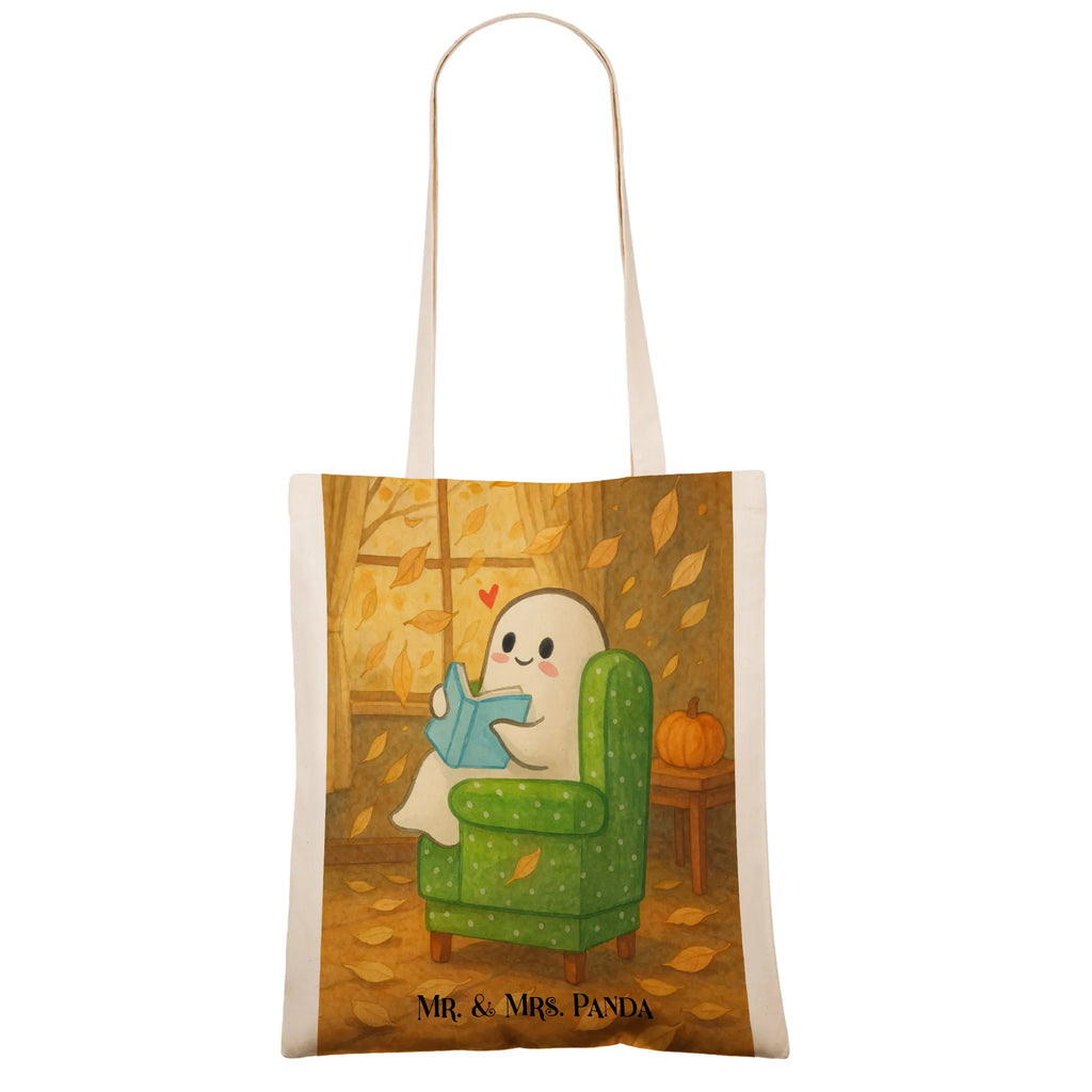 Tote bag Ghost Book Design Tragetasche, Stoffbeutel, Beutel, Einkaufstasche, Laptoptasche, Stofftasche, Jutebeutel, Einkaufstüte, Umhängetasche, Jutetasche, Shopper, Tasche, Schultertasche, Beuteltasche, Strandtasche, Badetasche, Halloween, Deko, Martinssingen, Dekoration, Geschenke, Schenken, Herbst, Gespenst, Buch, gemütlich