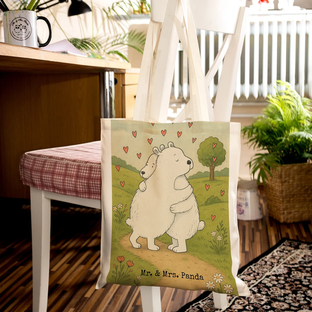Tote bag Icebear Embrace Design bag, shopper, Carrier bag, jute bag, cloth bag, shopping bag, cotton bag, shoulder bag, pouch, small animals, cute, funny, cute animal motives, hand drawn, small world, funny sayings, good mood, happy, gifts, gift ideas, special gifts, animal lover, card
