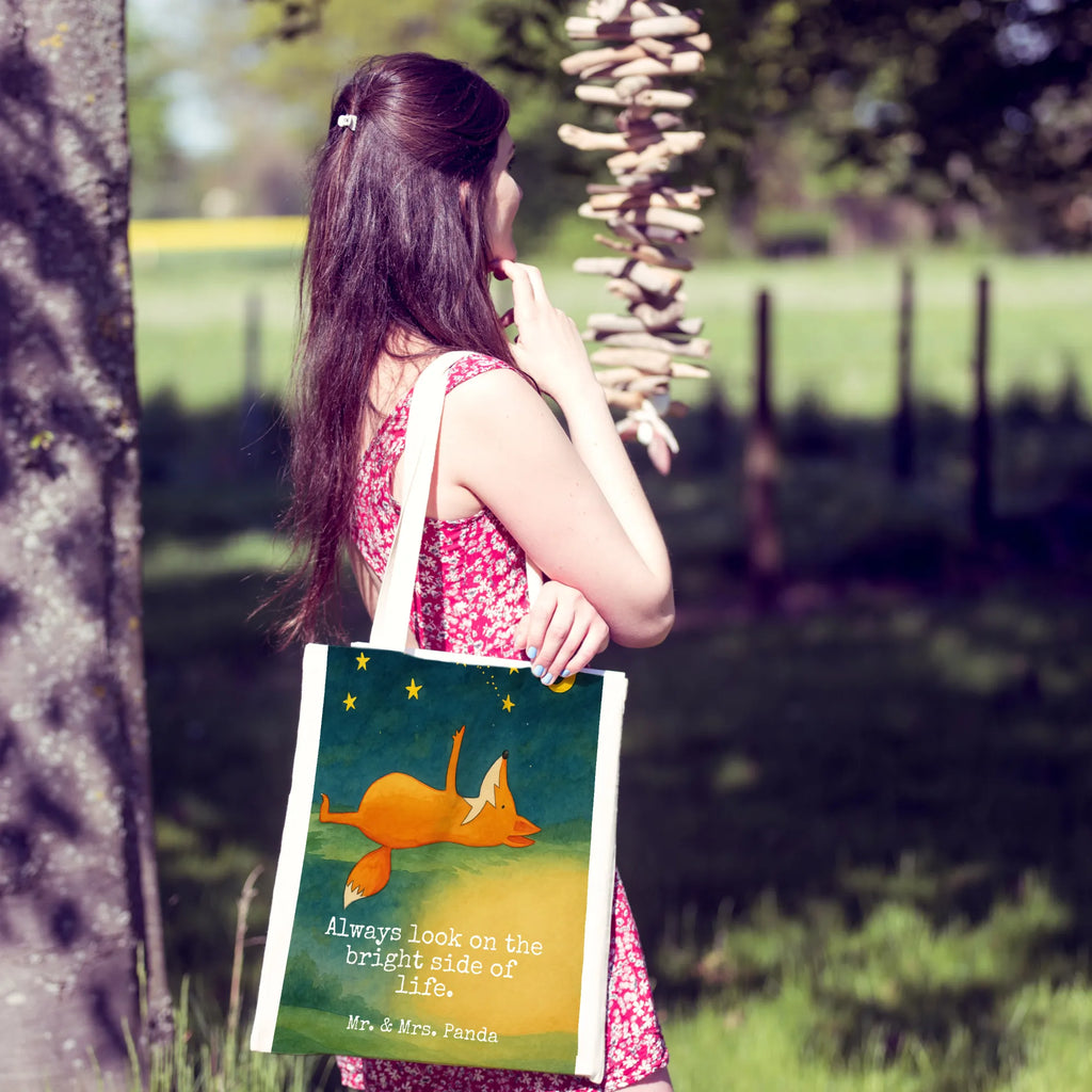 Tragetasche Fuchs Sterne Design Umhängetasche, Strandtasche, Laptoptasche, Schultertasche, Einkaufstasche, Badetasche, Tragetasche, Jutebeutel, Jutetasche, Einkaufstüte, Beuteltasche, Shopper, Stoffbeutel, Stofftasche, Beutel, Tasche, Fuchs, Always Look on the Bright Side of Life, Romantik, Spruch schön, Füchse, Spruch positiv, tröstende Worte