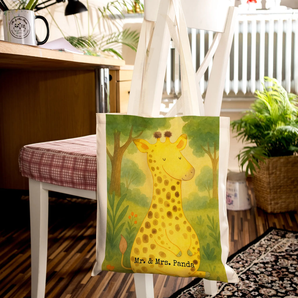 Tragetasche Giraffe Zufrieden Design Stoffbeutel, Einkaufstasche, Badetasche, Stofftasche, Tragetasche, Shopper, Beuteltasche, Einkaufstüte, Strandtasche, Jutebeutel, Schultertasche, Umhängetasche, Beutel, Tasche, Jutetasche, Laptoptasche, Afrika, Wildtiere, Zufrieden, Giraffe, Glück, Abenteuer