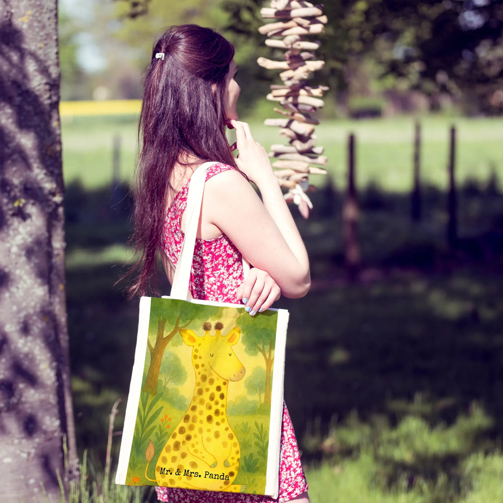 Tragetasche Giraffe Zufrieden Design Stoffbeutel, Einkaufstasche, Badetasche, Stofftasche, Tragetasche, Shopper, Beuteltasche, Einkaufstüte, Strandtasche, Jutebeutel, Schultertasche, Umhängetasche, Beutel, Tasche, Jutetasche, Laptoptasche, Afrika, Wildtiere, Zufrieden, Giraffe, Glück, Abenteuer