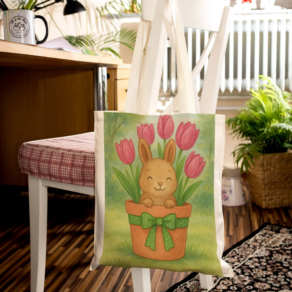Tragetasche Hase Tulpen Design Schultertasche, Tasche, Einkaufstasche, Beutel, Beuteltasche, Einkaufstüte, Shopper, Stofftasche, Badetasche, Jutebeutel, Laptoptasche, Stoffbeutel, Umhängetasche, Tragetasche, Strandtasche, Jutetasche, Ostern, Osterhase, Ostergeschenke, Osternest, Osterdeko, Geschenke zu Ostern, Ostern Geschenk, Ostergeschenke Kinder, Ostern Kinder, Hase, Ostergeschenk, Blumenstrauß, Tulpen, Alternative zu Blumen