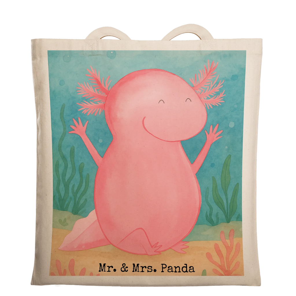 Tragetasche Axolotl Hurra Design Tasche, Laptoptasche, Einkaufstasche, Einkaufstüte, Stofftasche, Shopper, Tragetasche, Stoffbeutel, Beutel, Beuteltasche, Umhängetasche, Schultertasche, Jutetasche, Jutebeutel, Badetasche, Strandtasche, Axolotl, Molch, Schwanzlurch, Spaß, Zufriedenheit, Lurch, Lurche, Motivation, Axolot, Freude, fröhlich