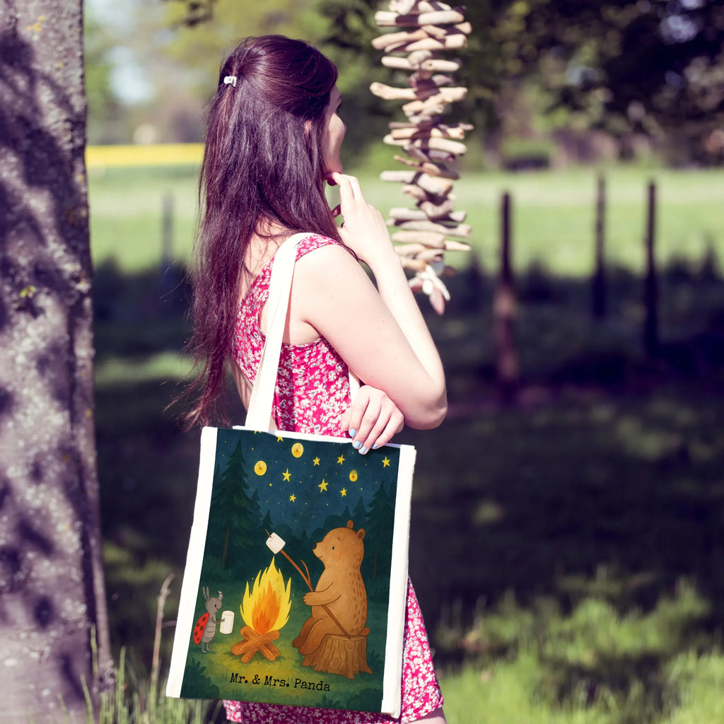 Tragetasche Bär & Marienkäfer Lagerfeuer Design Einkaufstüte, Umhängetasche, Beuteltasche, Strandtasche, Tragetasche, Stoffbeutel, Einkaufstasche, Schultertasche, Badetasche, Stofftasche, Tasche, Jutebeutel, Shopper, Jutetasche, Laptoptasche, Beutel, Bär, Teddy, Teddybär, Lagerfeuer