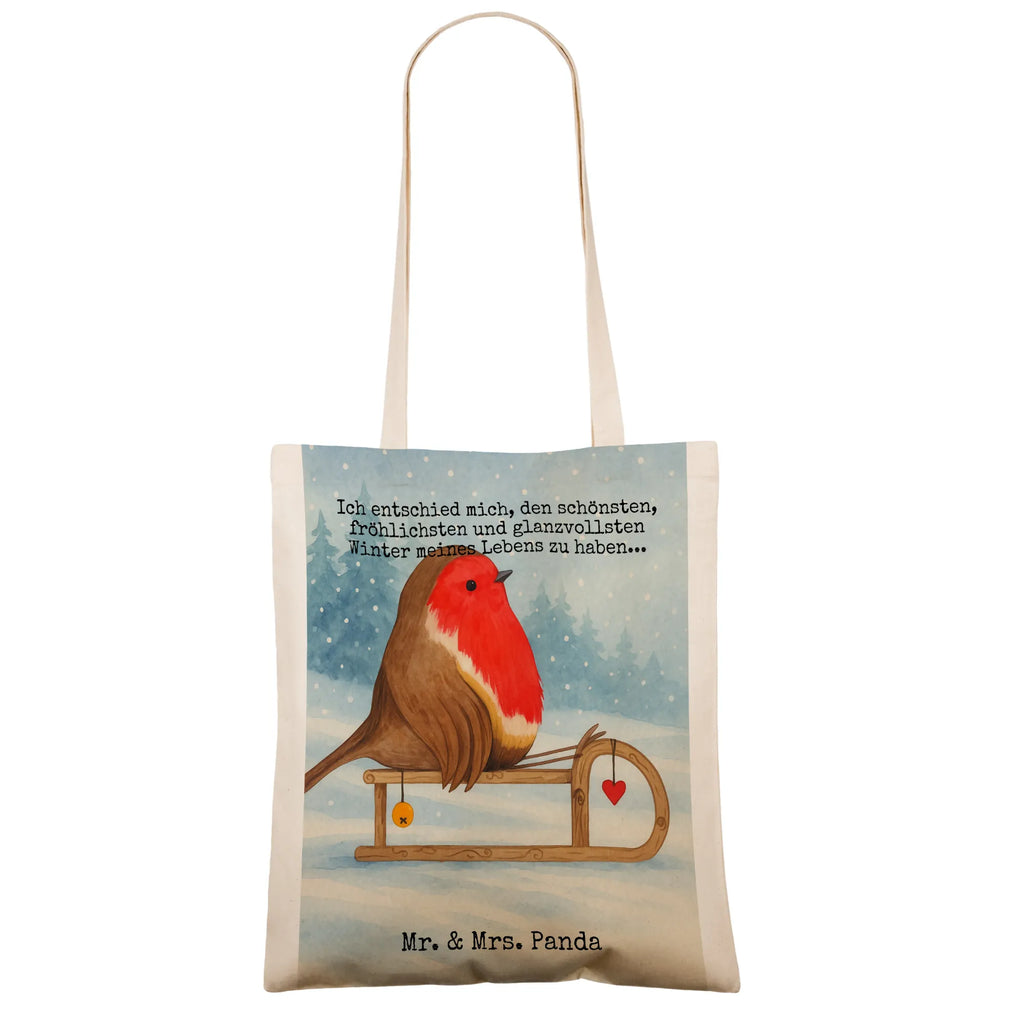 Tragetasche Rotkehlchen Schlitten Design Badetasche, Einkaufstüte, Schultertasche, Stofftasche, Umhängetasche, Jutetasche, Shopper, Tragetasche, Beuteltasche, Beutel, Einkaufstasche, Strandtasche, Tasche, Stoffbeutel, Laptoptasche, Jutebeutel, Winter, Weihnachten, Weihnachtsdeko, Nikolaus, Advent, Heiligabend, Wintermotiv, Schlitten, Vogel