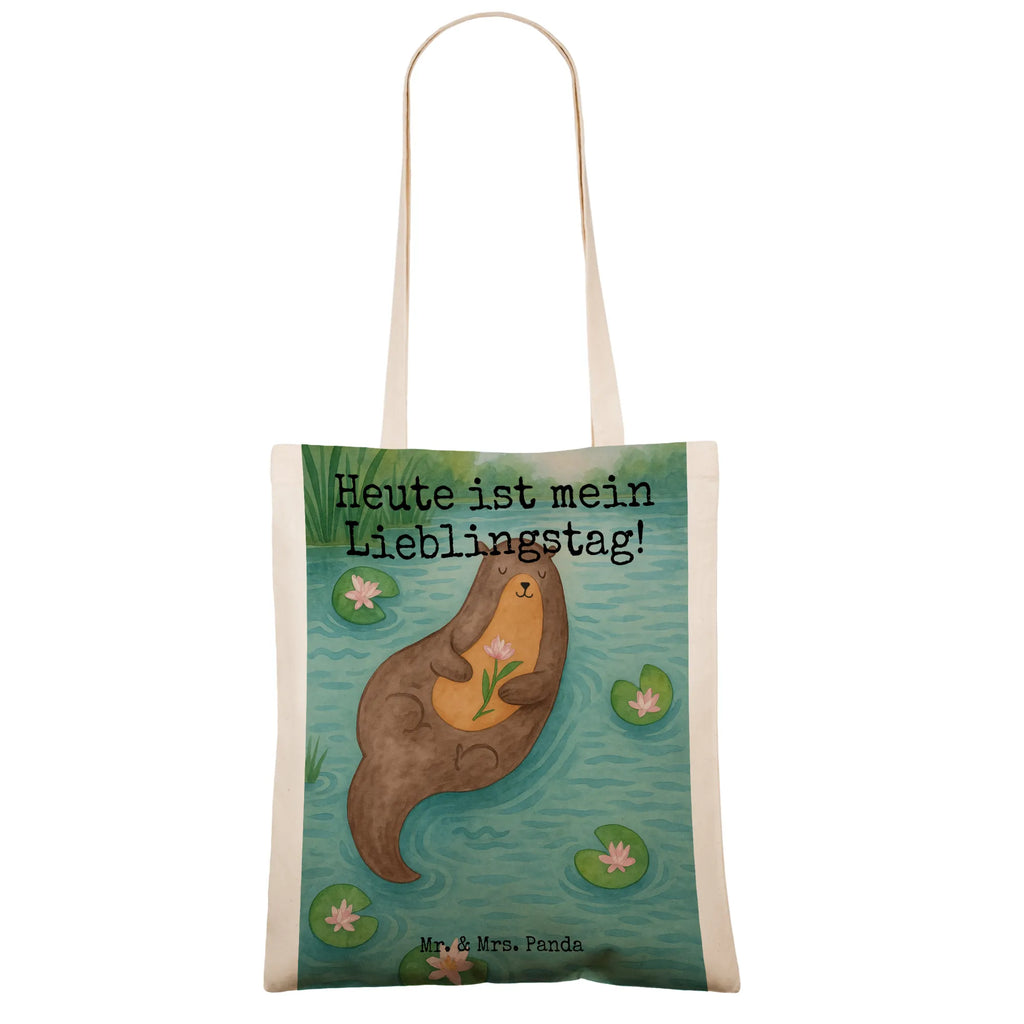 Tragetasche Otter Seerose Design Stofftasche, Strandtasche, Badetasche, Einkaufstüte, Einkaufstasche, Tasche, Umhängetasche, Schultertasche, Beutel, Shopper, Stoffbeutel, Laptoptasche, Tragetasche, Jutebeutel, Beuteltasche, Jutetasche, Otter, Fischotter, Seeotter, Otter Seeotter See Otter