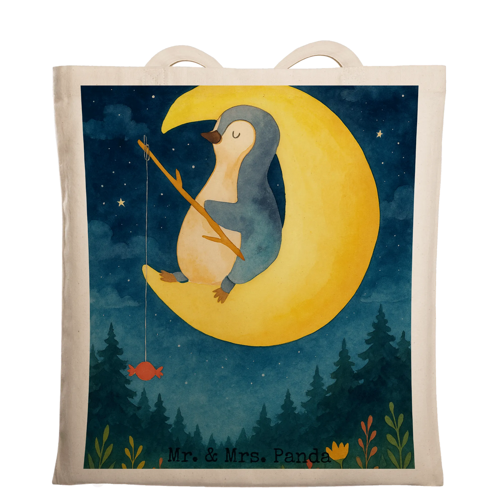 Tragetasche Pinguin Mond Design Strandtasche, Laptoptasche, Umhängetasche, Badetasche, Jutebeutel, Tasche, Stofftasche, Beutel, Einkaufstasche, Beuteltasche, Schultertasche, Jutetasche, Stoffbeutel, Tragetasche, Einkaufstüte, Shopper, Pinguin, Pinguine, Schlafstörungen, Nachtruhe, Einschlafen, Spruch, Schlafzimmer, Gästezimmer, schlafen