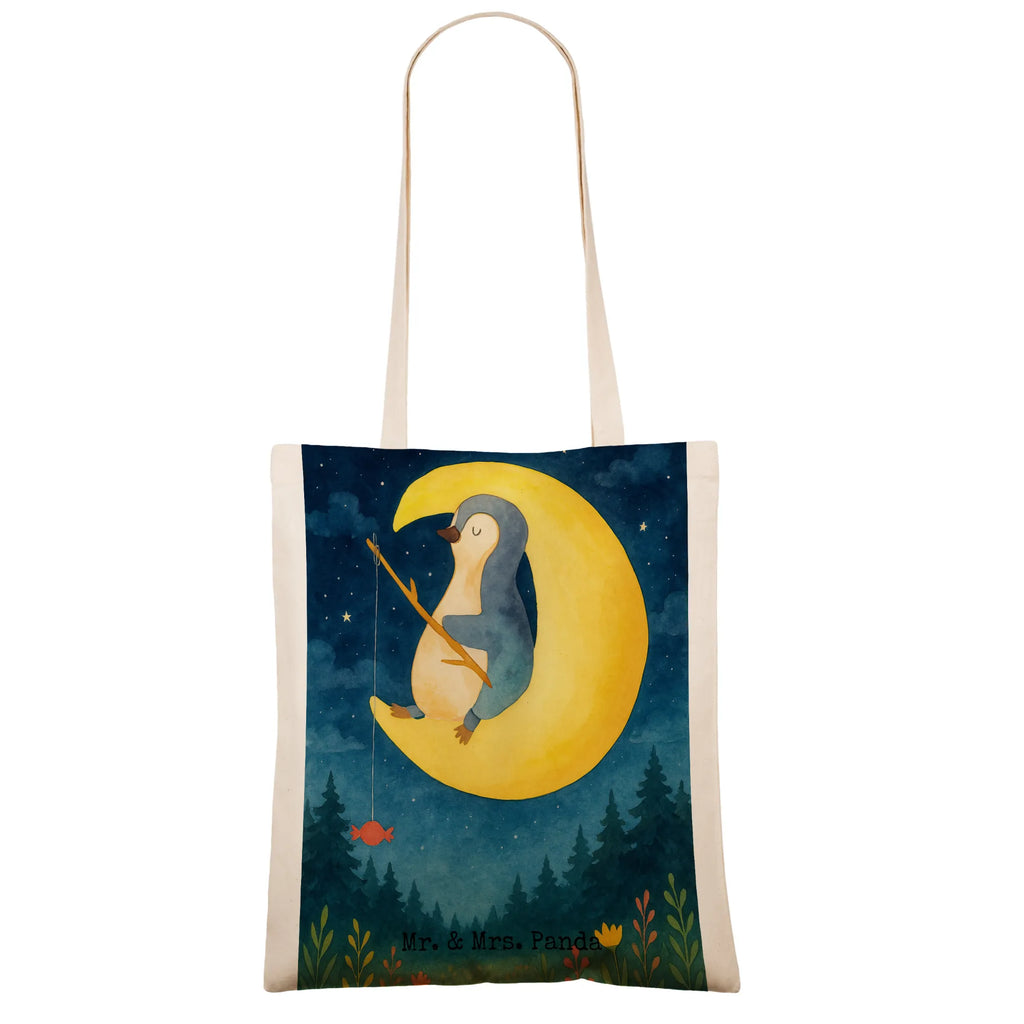 Tragetasche Pinguin Mond Design Strandtasche, Laptoptasche, Umhängetasche, Badetasche, Jutebeutel, Tasche, Stofftasche, Beutel, Einkaufstasche, Beuteltasche, Schultertasche, Jutetasche, Stoffbeutel, Tragetasche, Einkaufstüte, Shopper, Pinguin, Pinguine, Schlafstörungen, Nachtruhe, Einschlafen, Spruch, Schlafzimmer, Gästezimmer, schlafen