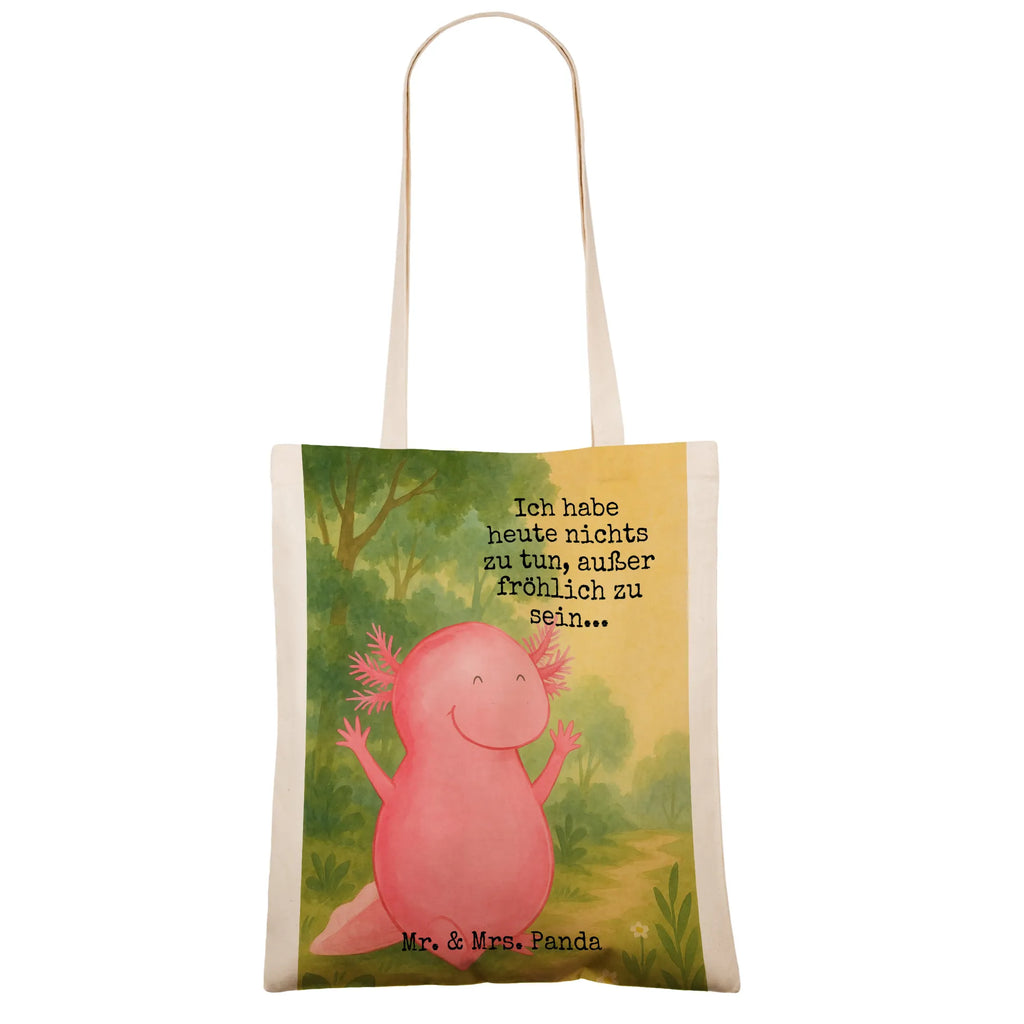 Tragetasche Axolotl Hurra Design Tasche, Laptoptasche, Einkaufstasche, Einkaufstüte, Stofftasche, Shopper, Tragetasche, Stoffbeutel, Beutel, Beuteltasche, Umhängetasche, Schultertasche, Jutetasche, Jutebeutel, Badetasche, Strandtasche, Axolotl, Molch, Schwanzlurch, Spaß, Zufriedenheit, Lurch, Lurche, Motivation, Axolot, Freude, fröhlich