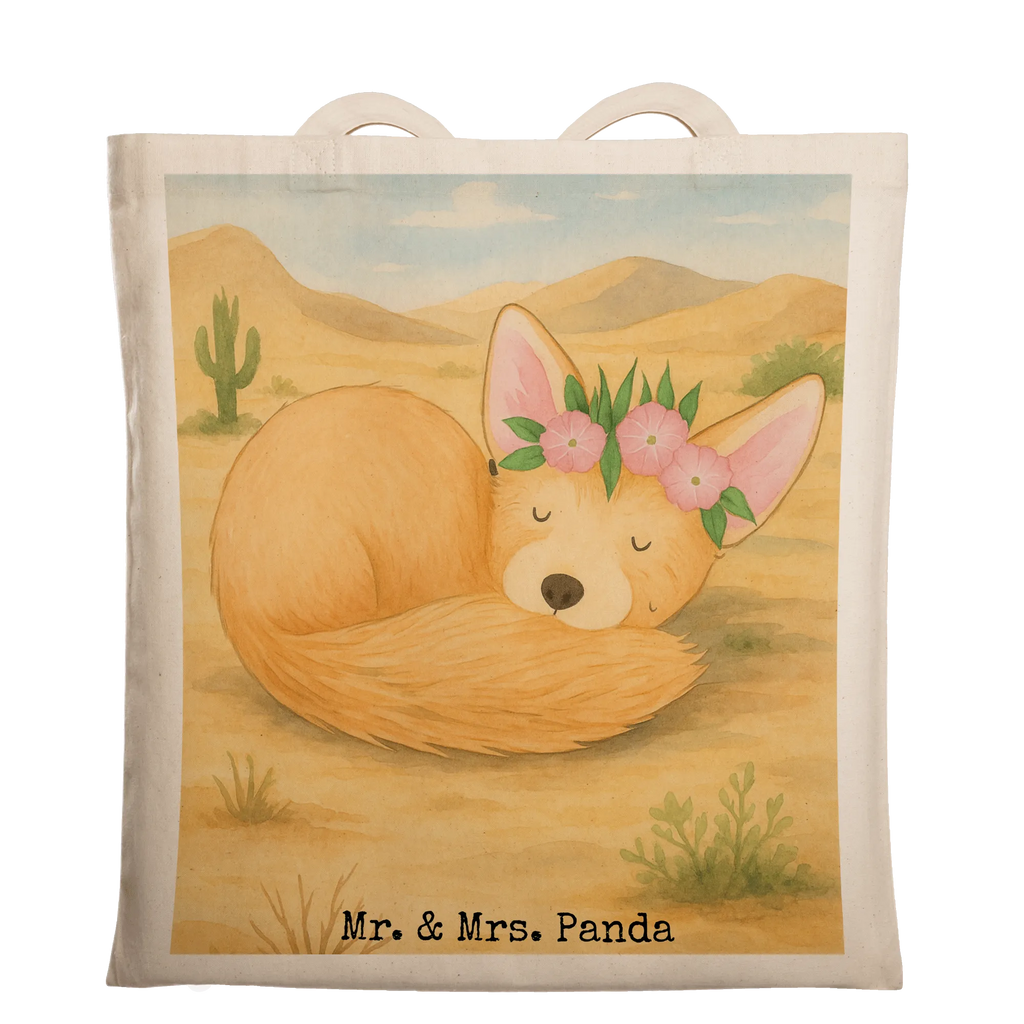 Tragetasche Wüstenfuchs Blumen Design Beuteltasche, Einkaufstüte, Stofftasche, Tragetasche, Laptoptasche, Einkaufstasche, Schultertasche, Jutetasche, Stoffbeutel, Badetasche, Umhängetasche, Tasche, Beutel, Shopper, Strandtasche, Jutebeutel, Afrika, Wildtiere, Glücklich, Blumenkranz, Wüstenfuchs, Blumen, Wüste