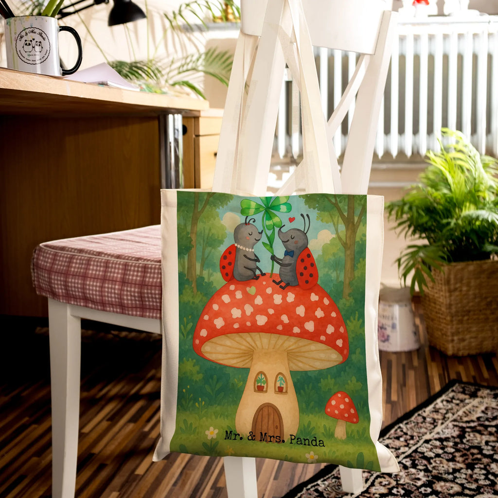 Tote bag ladybug toadstool Design cloth bag, shopper, shoulder bag, bag, pouch, shopping bag, Carrier bag, jute bag, cotton bag, small animals, cute, funny, cute animal motives, hand drawn, small world, funny sayings, good mood, happy, gifts, gift ideas, special gifts, animal lover, card, at home, ladybird, flat, house of fleshy fungi, house, toadstool