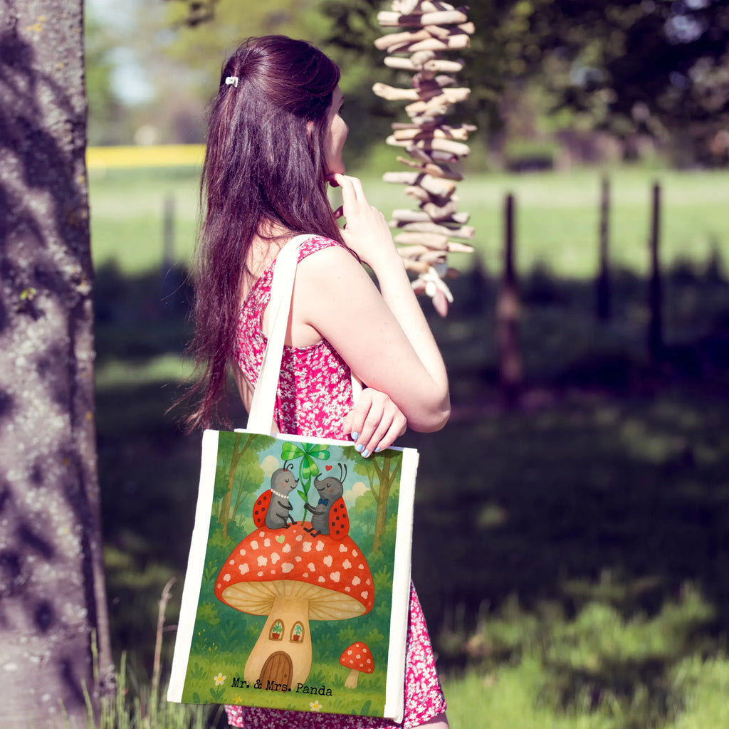 Tote bag ladybug toadstool Design cloth bag, shopper, shoulder bag, bag, pouch, shopping bag, Carrier bag, jute bag, cotton bag, small animals, cute, funny, cute animal motives, hand drawn, small world, funny sayings, good mood, happy, gifts, gift ideas, special gifts, animal lover, card, at home, ladybird, flat, house of fleshy fungi, house, toadstool