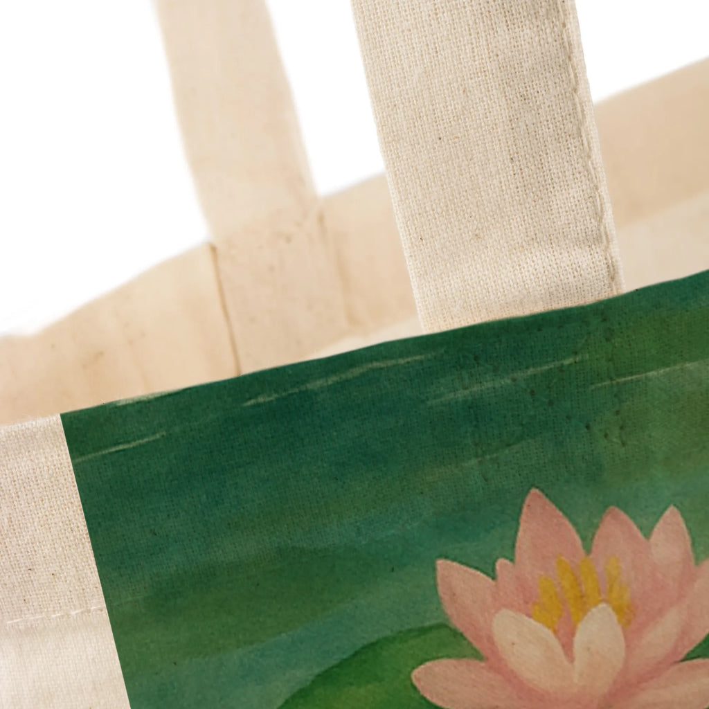 Tragetasche Otter Seerose Design Stofftasche, Strandtasche, Badetasche, Einkaufstüte, Einkaufstasche, Tasche, Umhängetasche, Schultertasche, Beutel, Shopper, Stoffbeutel, Laptoptasche, Tragetasche, Jutebeutel, Beuteltasche, Jutetasche, Otter, Fischotter, Seeotter, Otter Seeotter See Otter