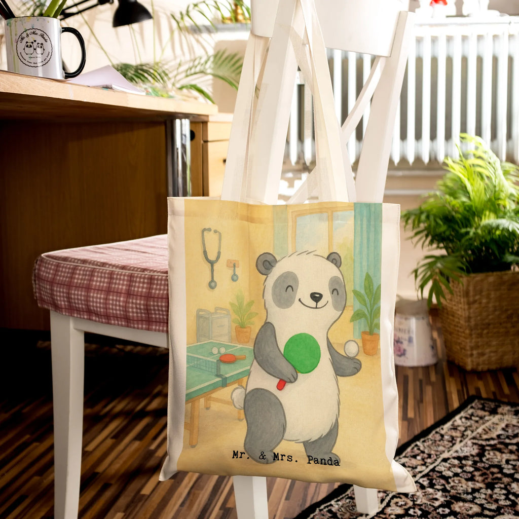 Tragetasche Panda Tischtennis Design Stofftasche, Einkaufstüte, Beutel, Umhängetasche, Strandtasche, Beuteltasche, Jutebeutel, Tasche, Schultertasche, Tragetasche, Laptoptasche, Einkaufstasche, Shopper, Jutetasche, Badetasche, Stoffbeutel, Geschenk, Sport, Sportart, Hobby, Schenken, Danke, Dankeschön, Auszeichnung, Gewinn, Sportler, Tischtennis, Ballsport, Tischtennis Verein, Tischtennis Bund