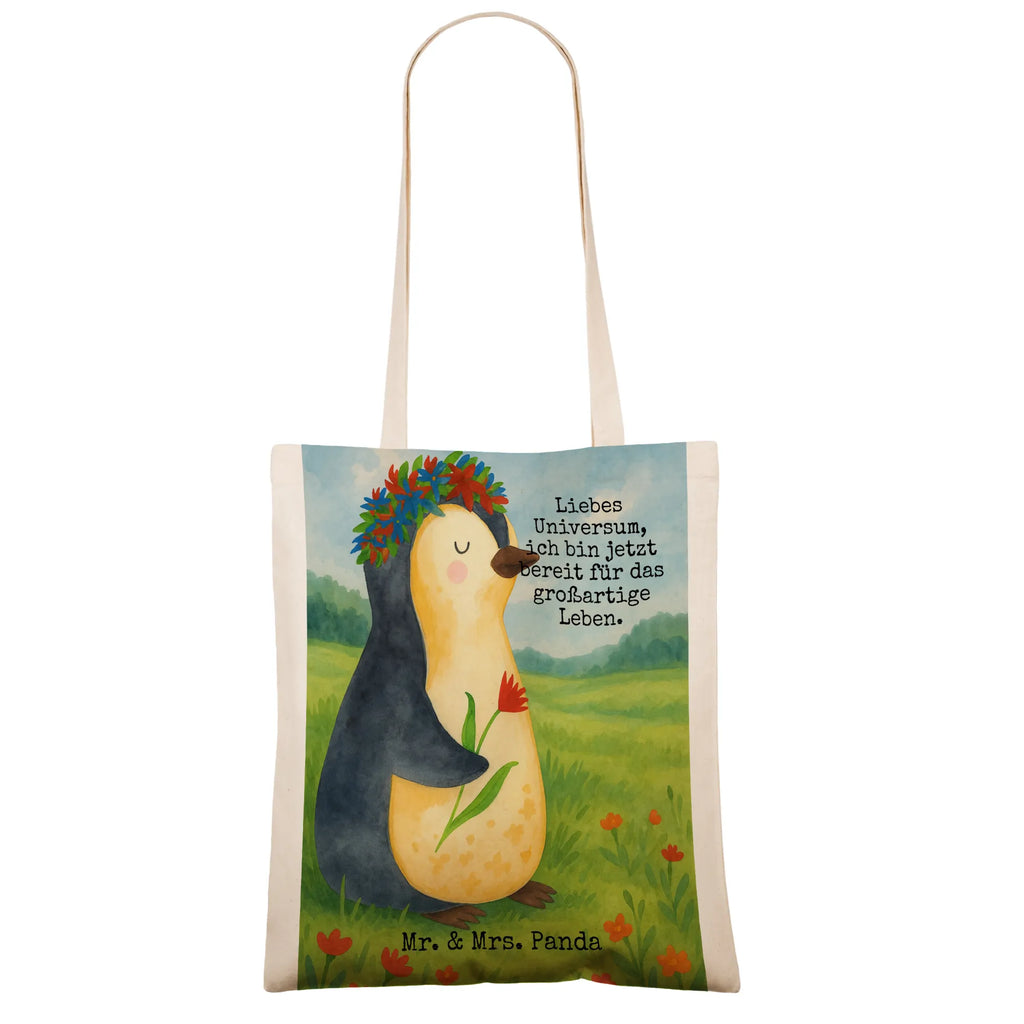 Tragetasche Pinguin Blumen Design Tasche, Badetasche, Strandtasche, Stoffbeutel, Shopper, Jutetasche, Laptoptasche, Beuteltasche, Tragetasche, Umhängetasche, Stofftasche, Schultertasche, Einkaufstüte, Jutebeutel, Beutel, Einkaufstasche, Pinguin, Lebenslust, Liebeskummer, Universum, Motivation, Wünsche, Leben, Lebensziele, Ziele, Blumenkranz, Geschenkidee, Pinguine