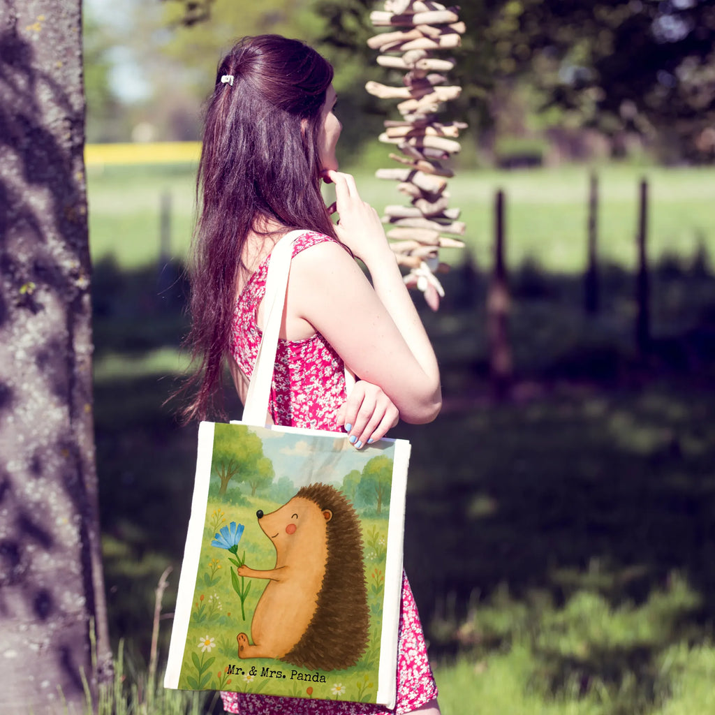 Torba jeż Kwiaty Design Stoffbeutel, Einkaufstüte, Badetasche, Shopper, Beutel, Beuteltasche, Laptoptasche, Schultertasche, Tasche, Umhängetasche, Tragetasche, Jutebeutel, Einkaufstasche, Strandtasche, Jutetasche, Stofftasche, Tiermotive, Gute Laune, lustige Sprüche, Tiere, Gute Besserung, Besuch, Krankheit, Igel, Genesungswünsche, krank, Krankenhaus