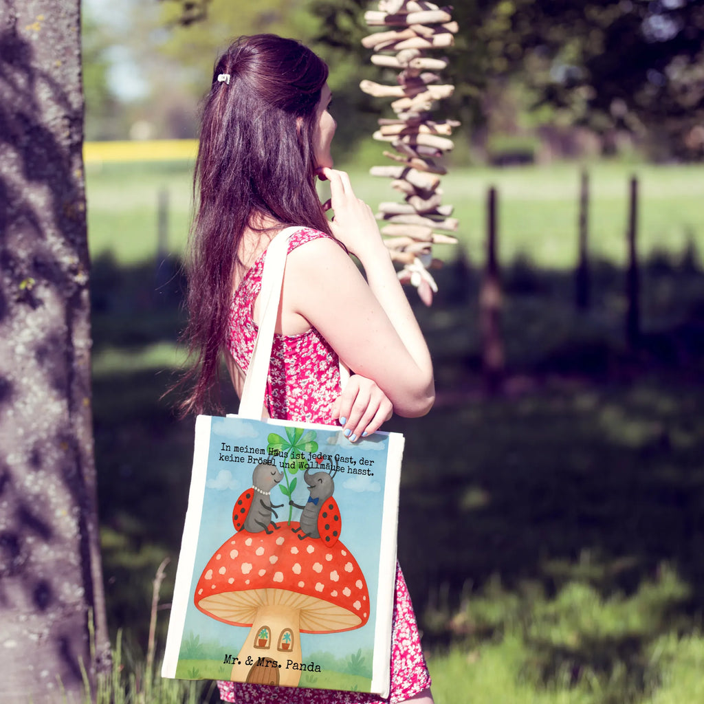 Tote bag ladybug toadstool Design cloth bag, shopper, shoulder bag, bag, pouch, shopping bag, Carrier bag, jute bag, cotton bag, small animals, cute, funny, cute animal motives, hand drawn, small world, funny sayings, good mood, happy, gifts, gift ideas, special gifts, animal lover, card, at home, ladybird, flat, house of fleshy fungi, house, toadstool