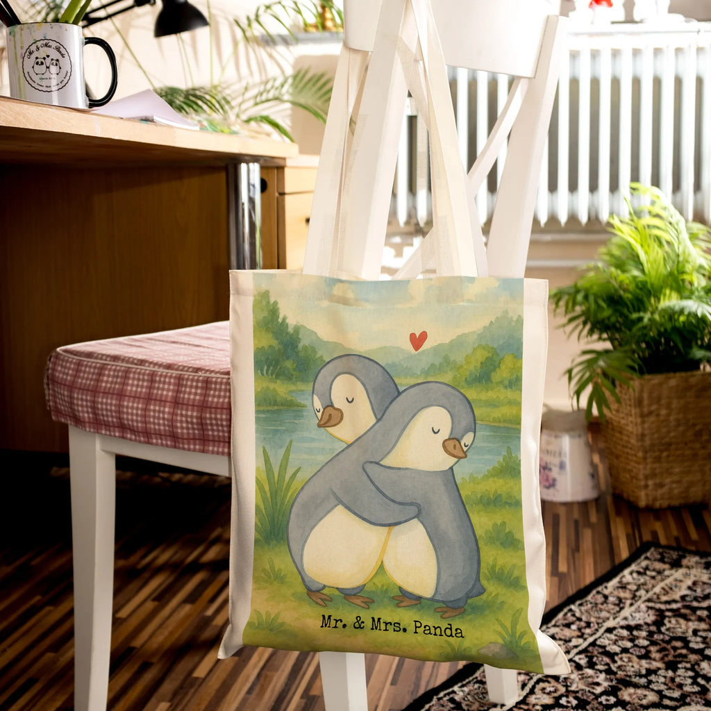 Tote bag penguins Cuddle Design shoulder bag, cotton bag, bag, cloth bag, jute bag, pouch, shopper, Carrier bag, shopping bag, Love, Loving, Two, Together, Marriage, Engagement, Proposal of marriage, Love gift, gift for her, gift for him, anniversary gift, Valentine&#39;s Day Gift for Women Love Gift Anniversary Wedding Anniversary Party Favor Gift for Girlfriend Gift for Partner Boyfriend Gift Token of Love for Men for Husband