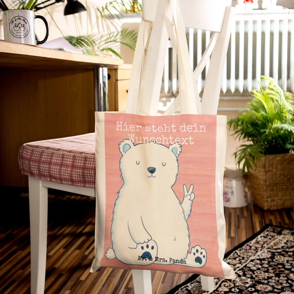 Personalisierte Tragetasche Eisbär Faul Design Stoffbeutel mit Namen, Personalisierte Kindergartentasche, Personalisierter Stoffbeutel, Personalisierte Einkaufstasche, Personalisierte Tasche, Personalisierter Jutebeutel, Personalisierter Beutel, Personalisierte Beuteltasche, Tragetasche mit Namen, Einkaufstasche mit Namen, Personalisierte Jutetasche, Bär, Teddy, Teddybär, Bürojob, Arbeitsplatz, Faul, Büro, Entspannen, Nordpol, Eisbär, Relaxen, Arbeit, Homeoffice
